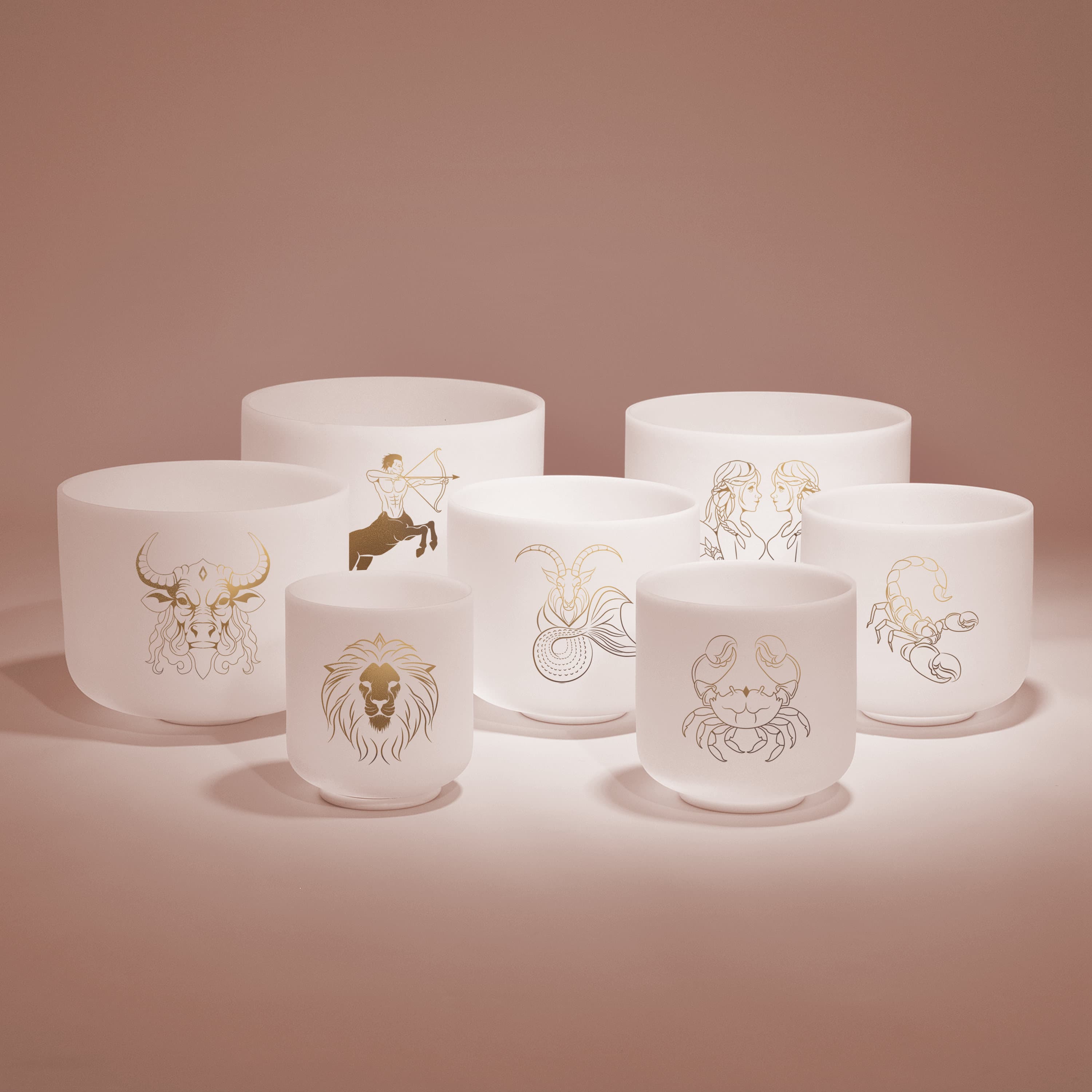 TOPFUND 6-12 inch Zodiac Chakra Set of 7 Crystal Singing Bowls - TOPFUND Crystal Singing Bowl