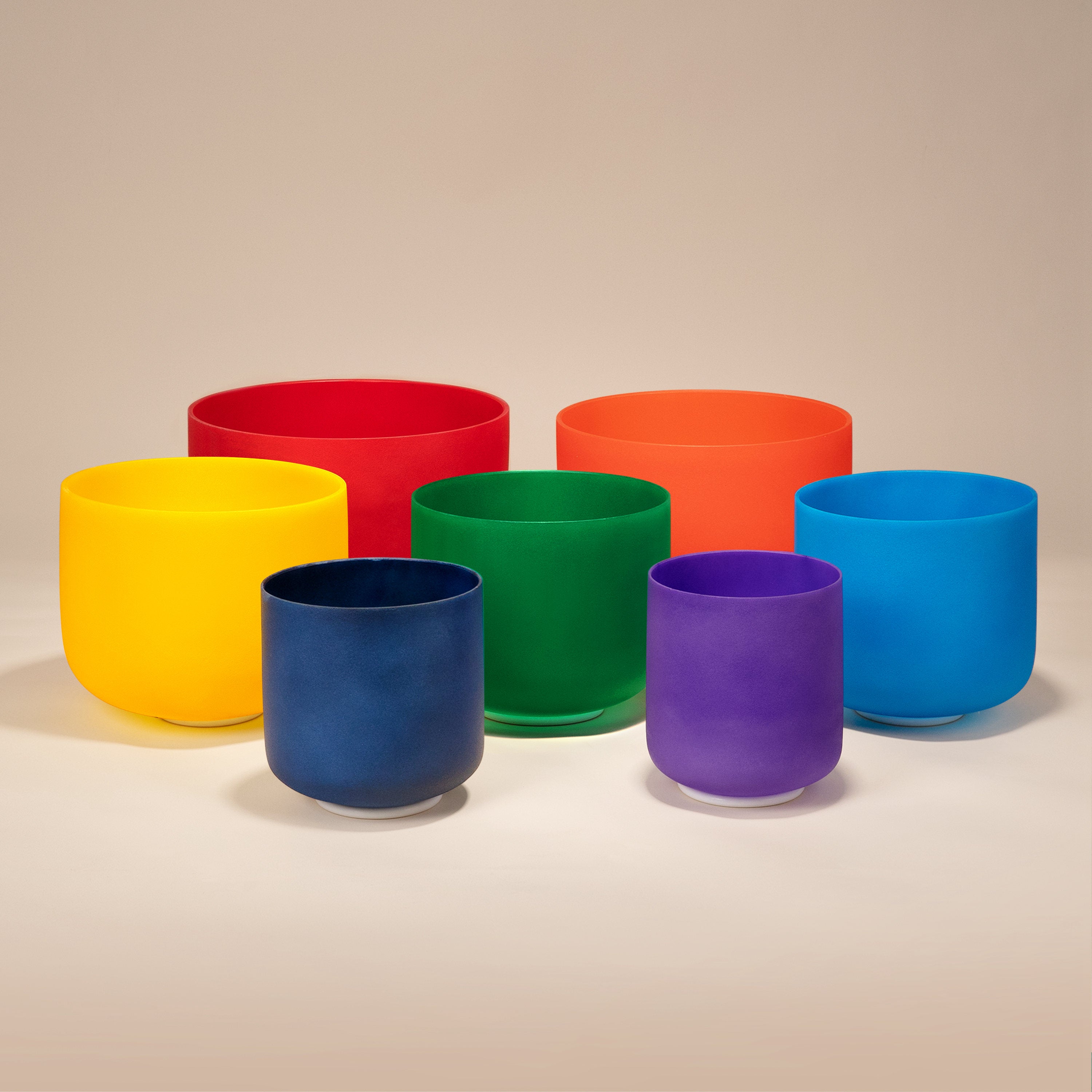 TOPFUND 432 Hz Chakra Set of 7 Color Crystal Singing Bowls 6-12 inch with Heavy Duty Carrying Cases and Singing Bowl Mallet Suede Striker - TOPFUND Crystal Singing Bowl