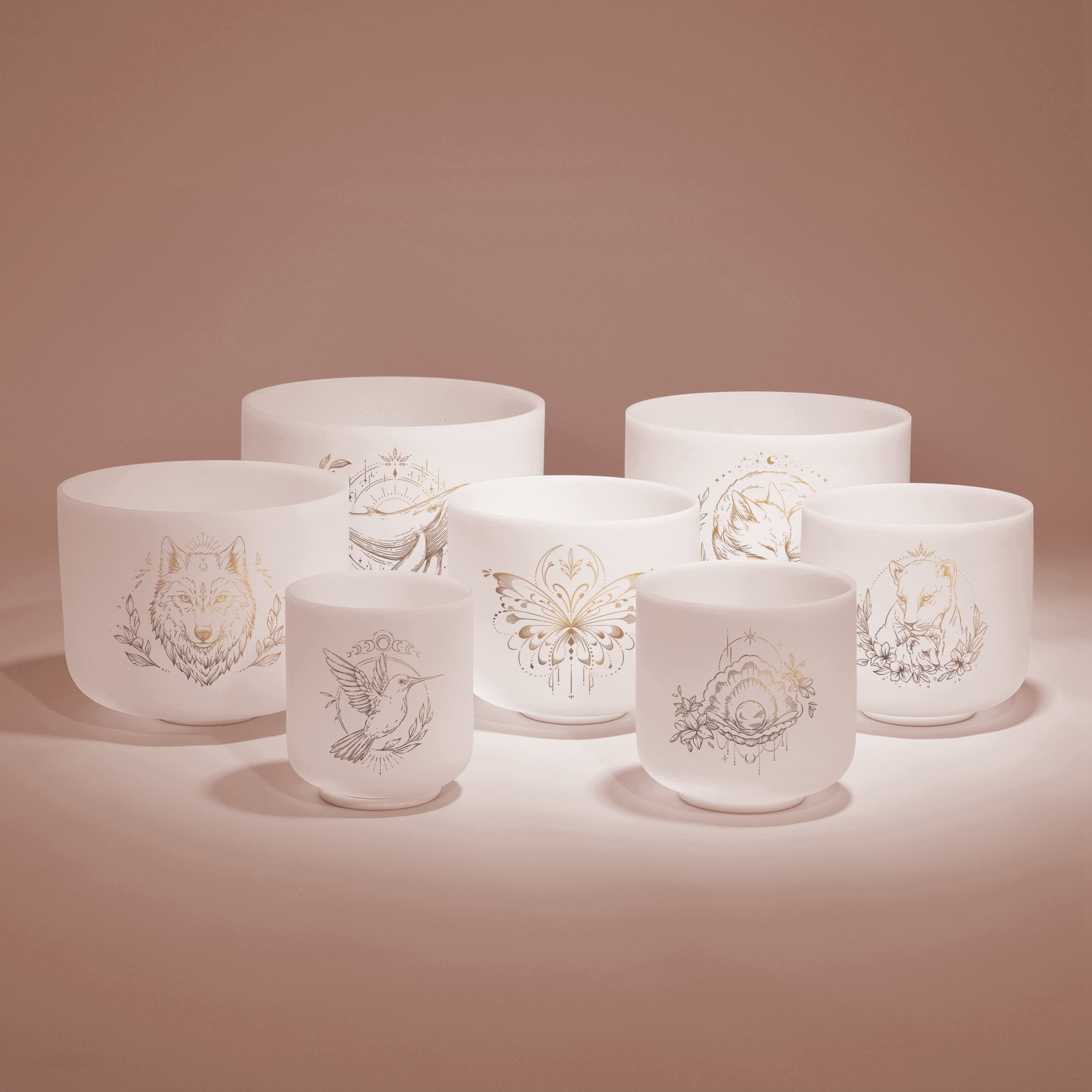 TOPFUND 6-12 inch Malady of Nature Chakra Set of 7 Crystal Singing Bowls - TOPFUND Crystal Singing Bowl