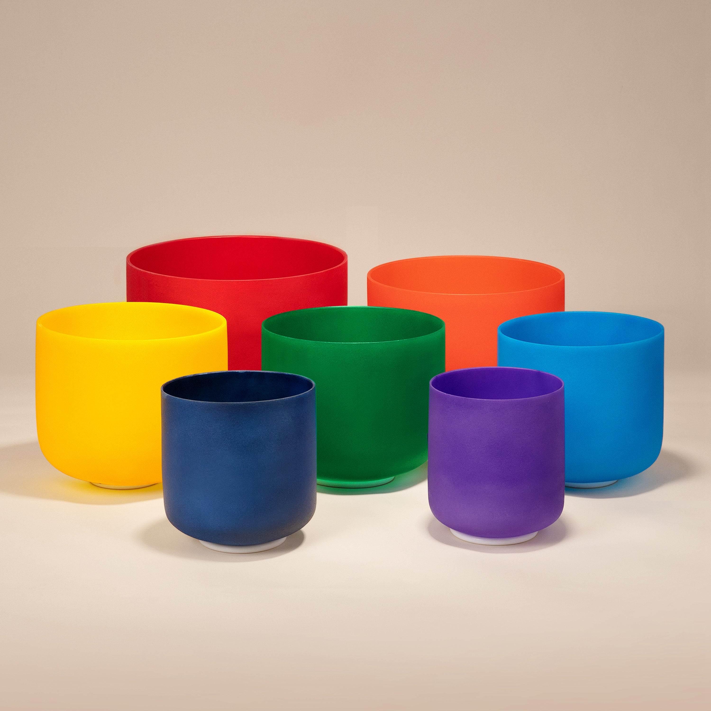 TOPFUND 6-13 inch Chakra Tuned Set of 7 Color Crystal Singing Bowls - TOPFUND Crystal Singing Bowl