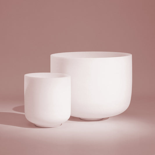 TOPFUND Clear Set of 2 Pcs Crystal Singing Bowls Chakra 6-14 Inch - TOPFUND Crystal Singing Bowl