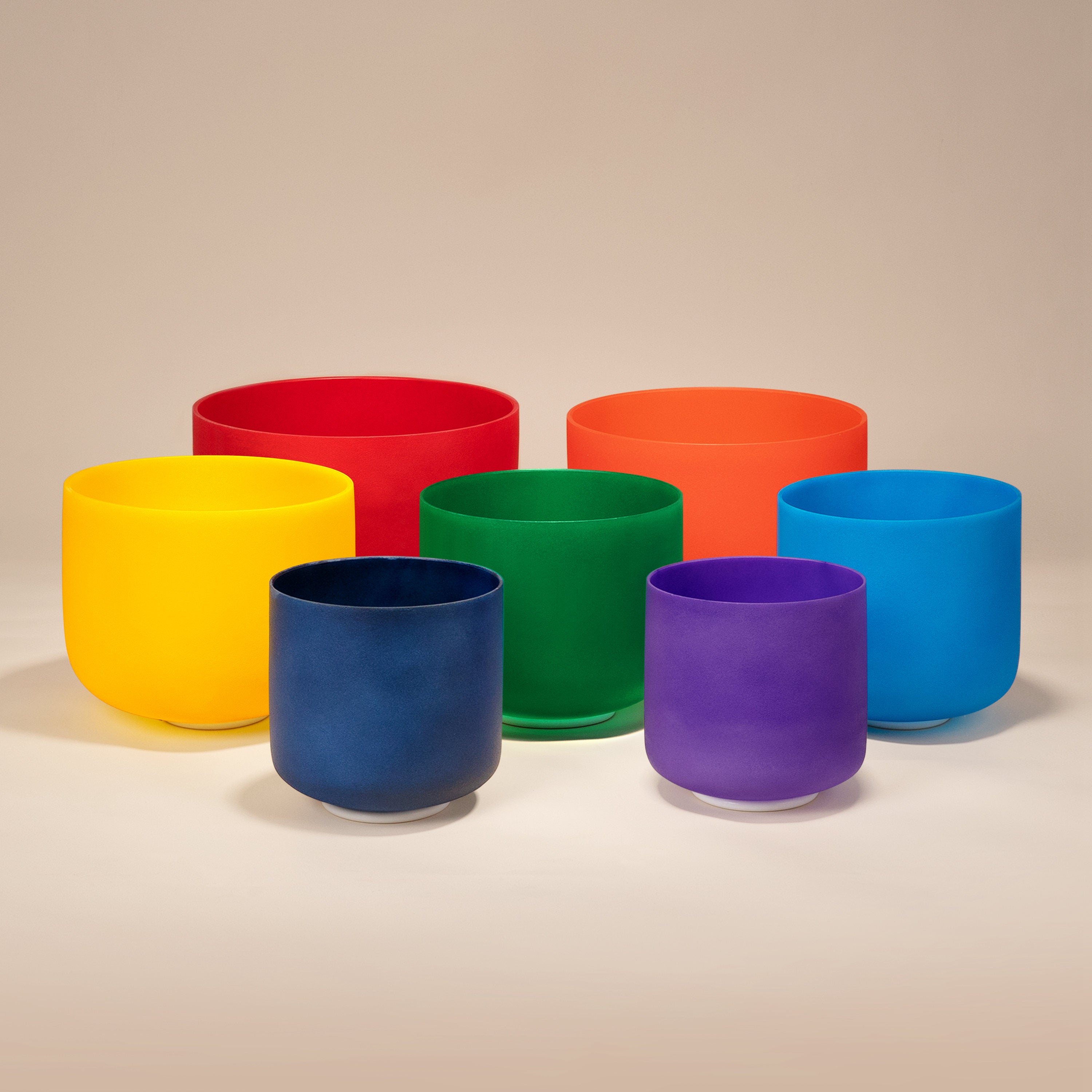 TOPFUND 7-12 inch Chakra Set of 7 Color Crystal Singing Bowls - TOPFUND Crystal Singing Bowl