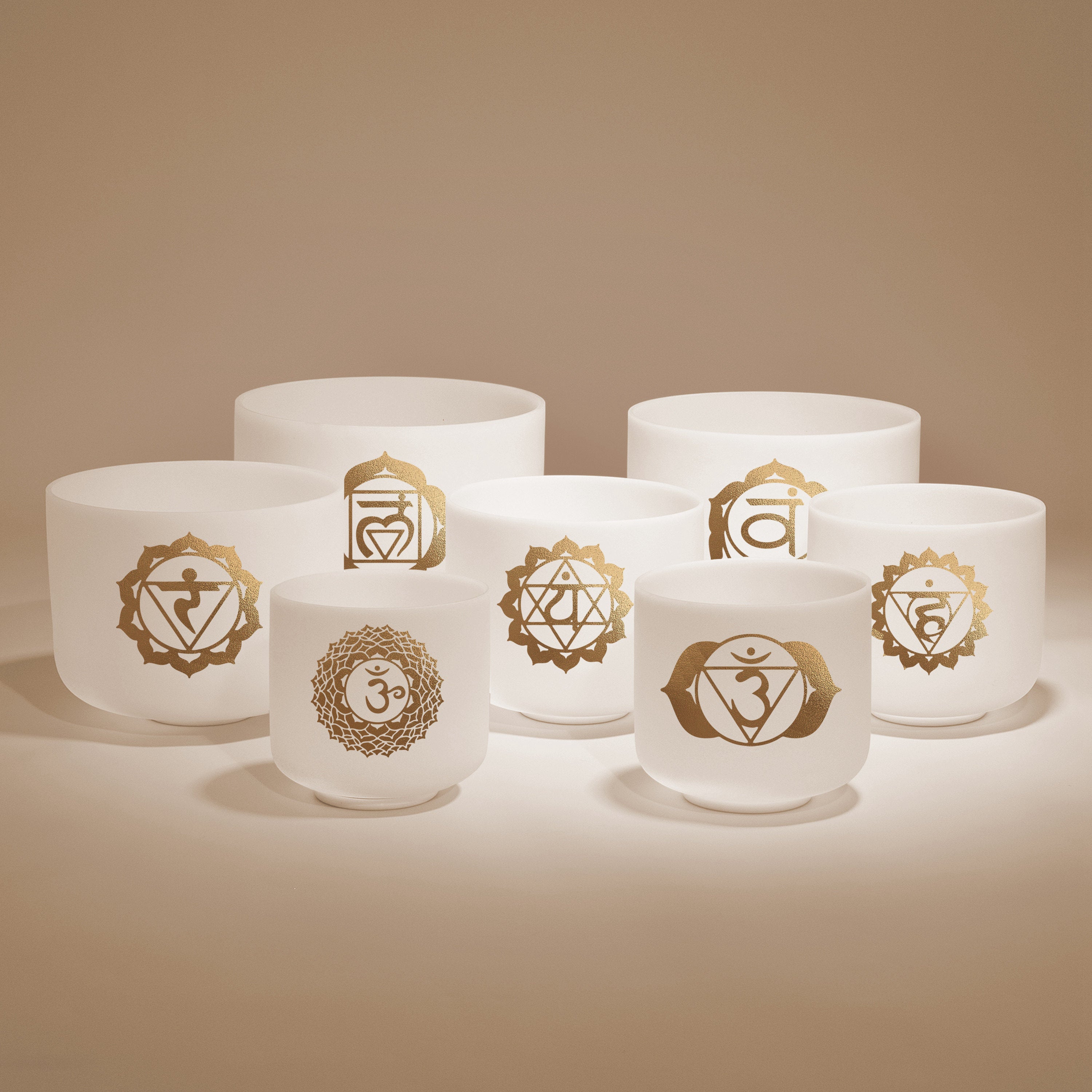 TOPFUND 7-12 inch Golden Chakra Set of 7 Crystal Singing Bowls - TOPFUND Crystal Singing Bowl