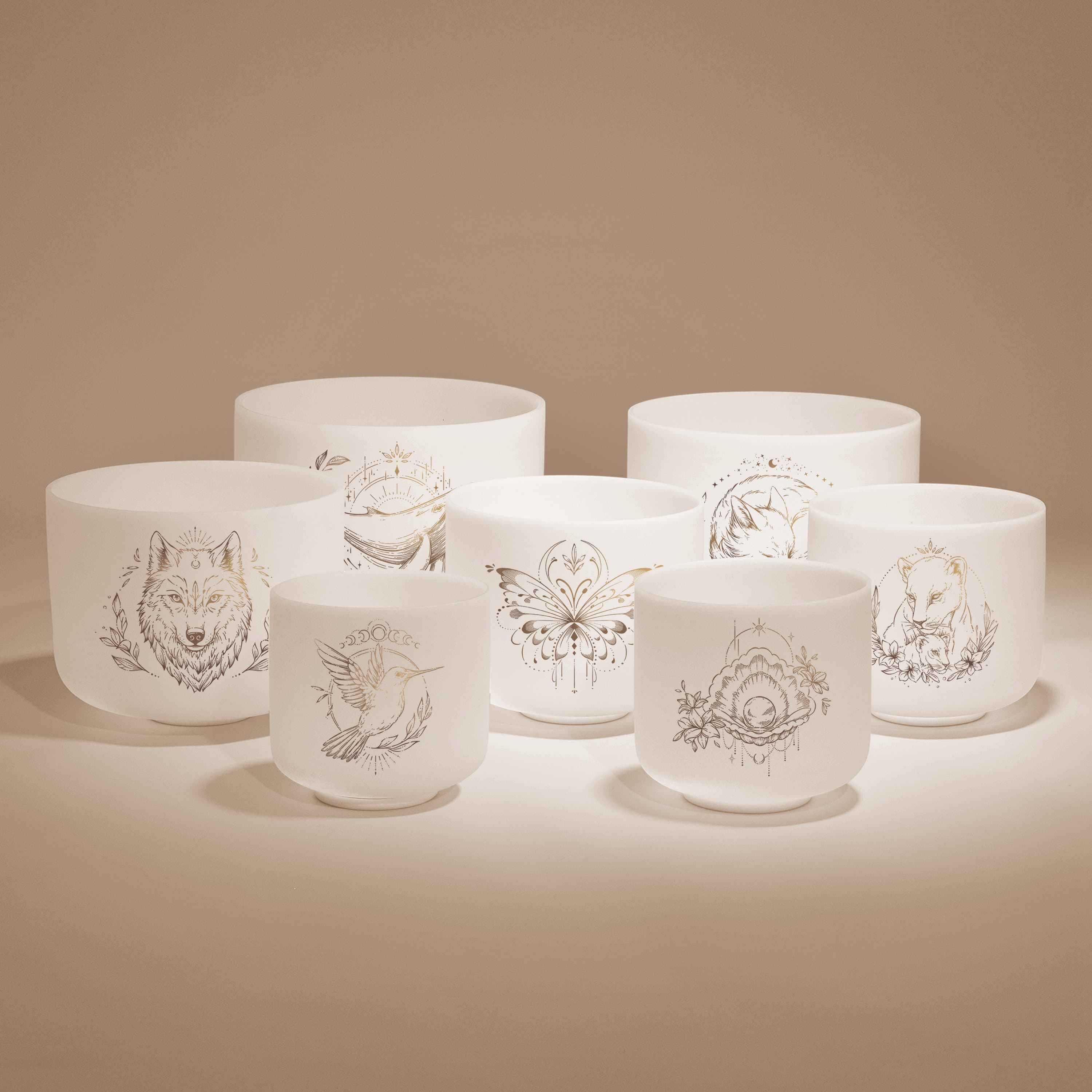 TOPFUND 7-12 inch Malady of Nature Chakra Set of 7 Crystal Singing Bowls - TOPFUND Crystal Singing Bowl