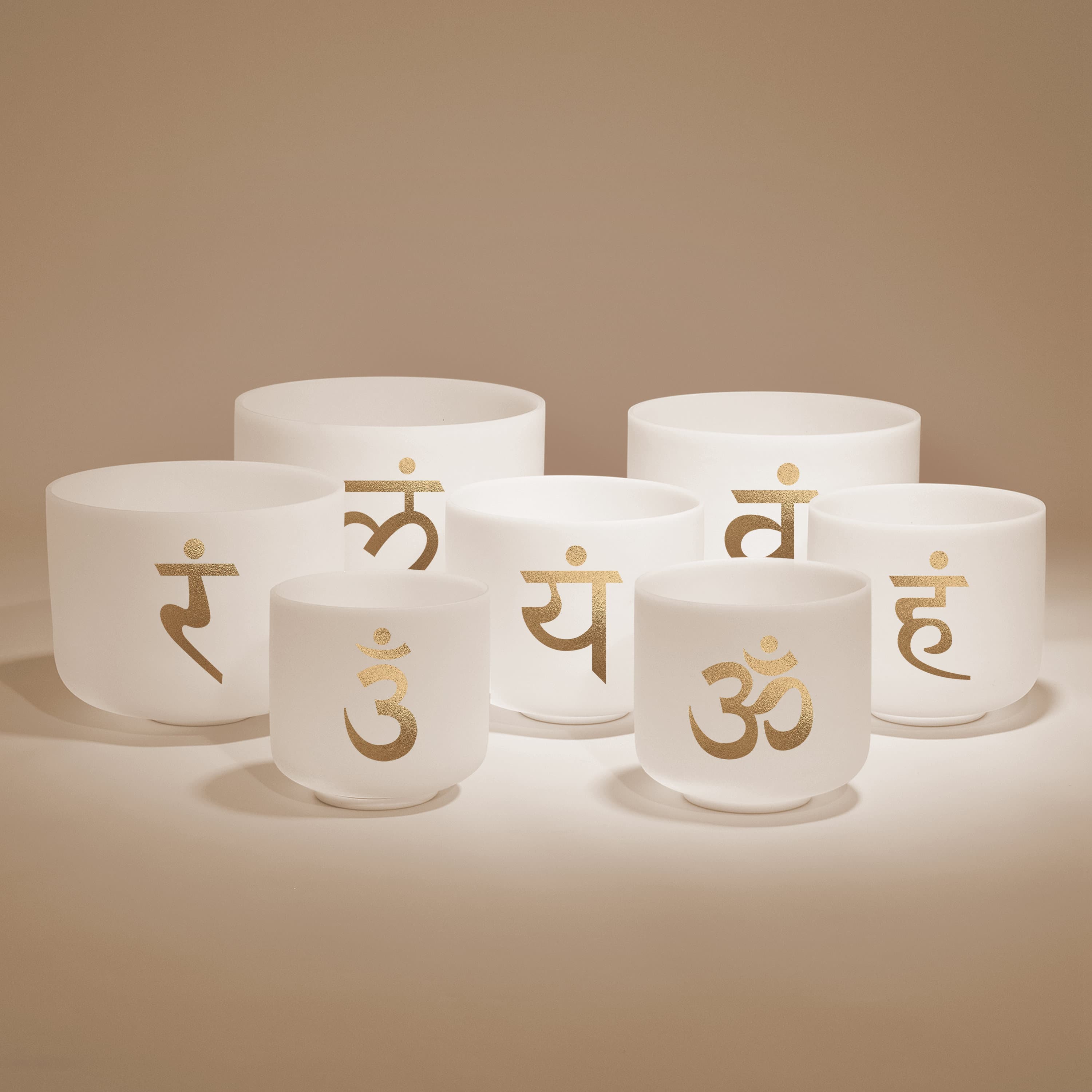 TOPFUND 7-12 inch Sanskrit Chakra Set of 7 Crystal Singing Bowls - TOPFUND Crystal Singing Bowl