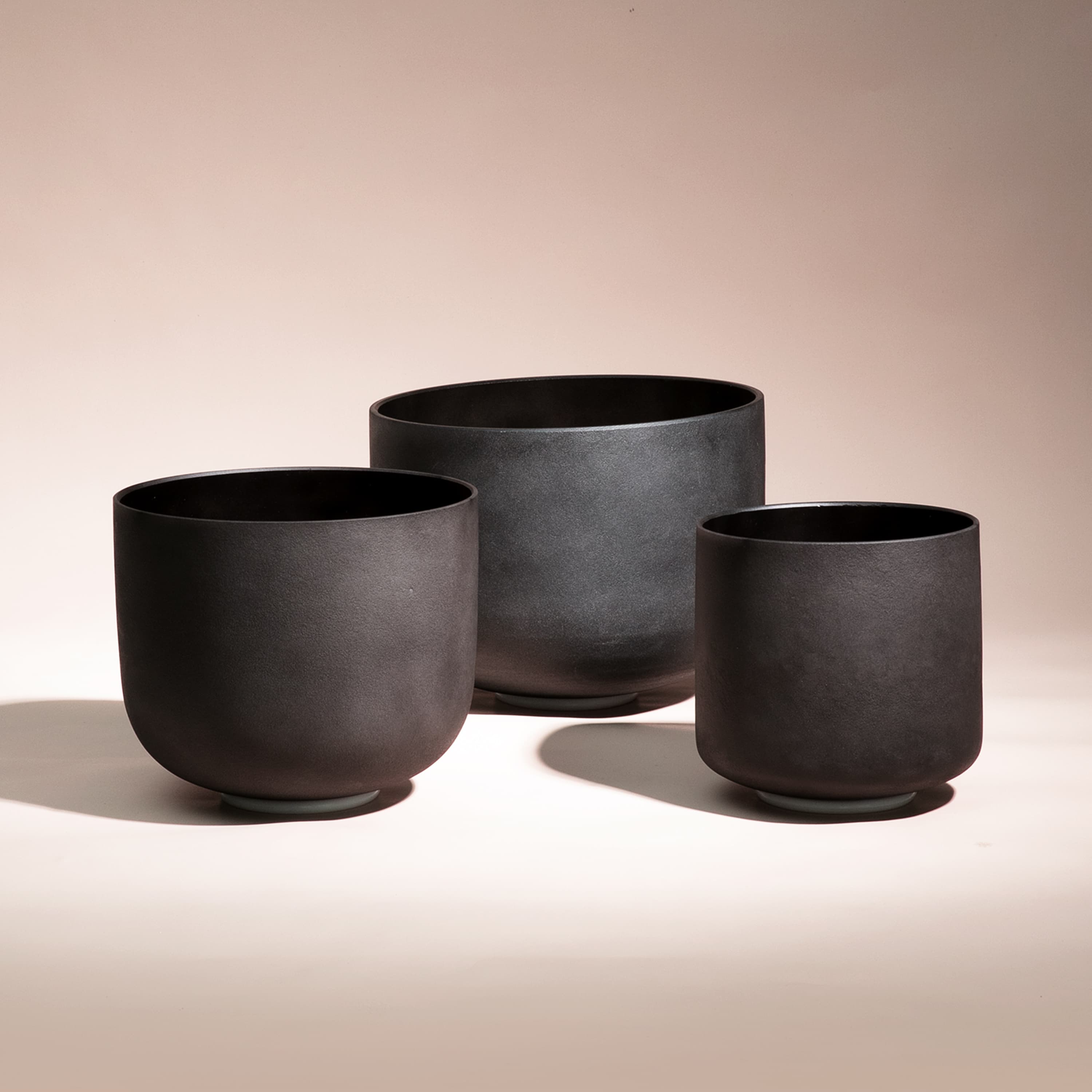 TOPFUND Chakra Set of 3 Black Crystal Singing Bowls 7-11 inch (7