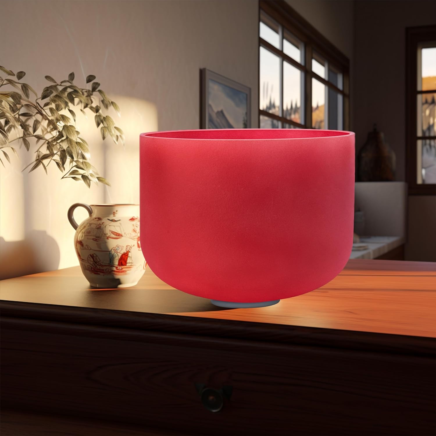 TOPFUND Red C Note Crystal Singing Bowl Root Chakra 8 inch - TOPFUND Crystal Singing Bowl