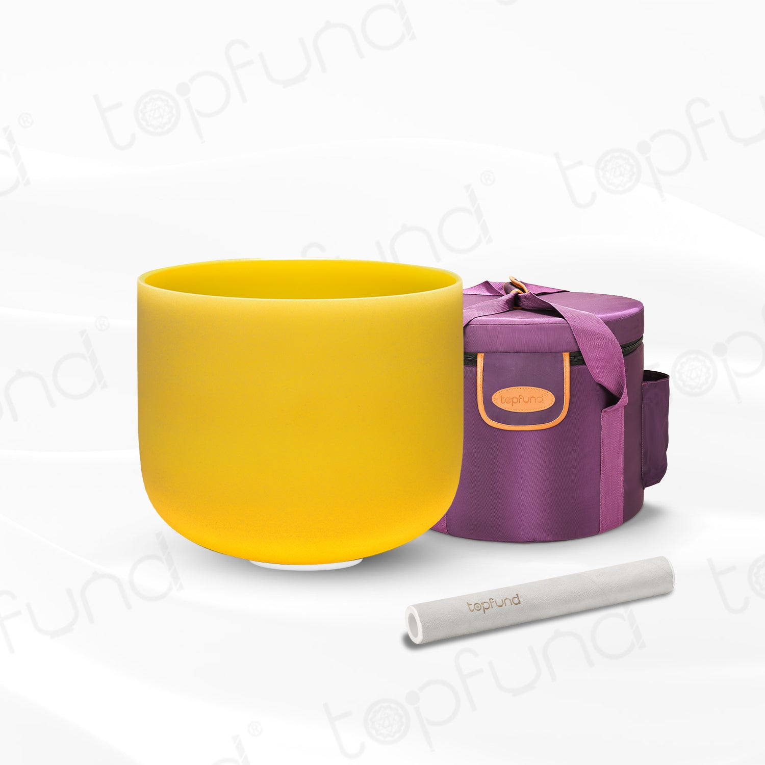 Yellow E Note Crystal Singing Bowl Solar Plexus Chakra with Heavy Duty Carrying Case and Singing Bowl Mallet - TOPFUND Crystal Singing Bowl