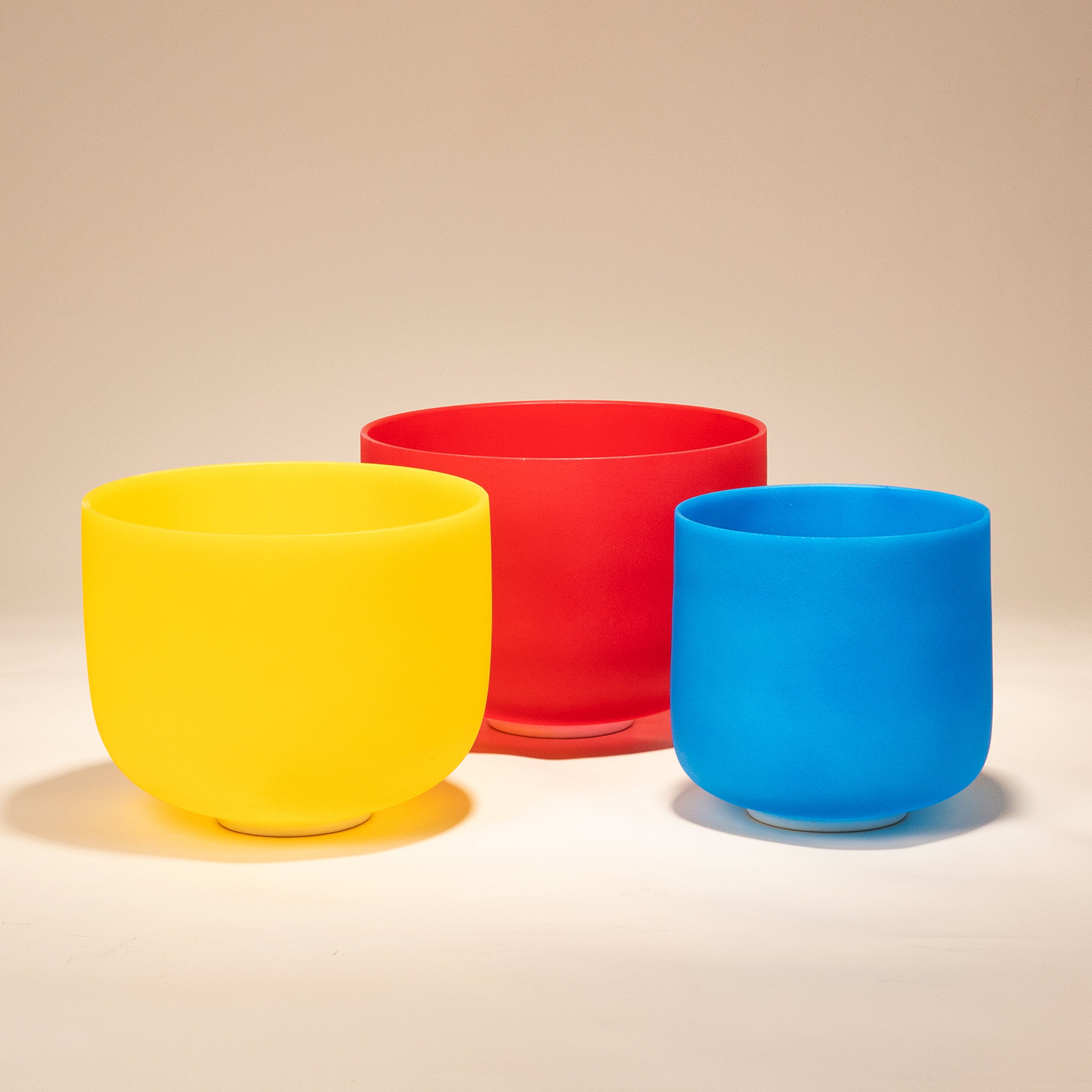 TOPFUND Color 7-11 inch Set of 3 Crystal Singing Bowls (7"G,9"E,11"C) - TOPFUND Crystal Singing Bowl