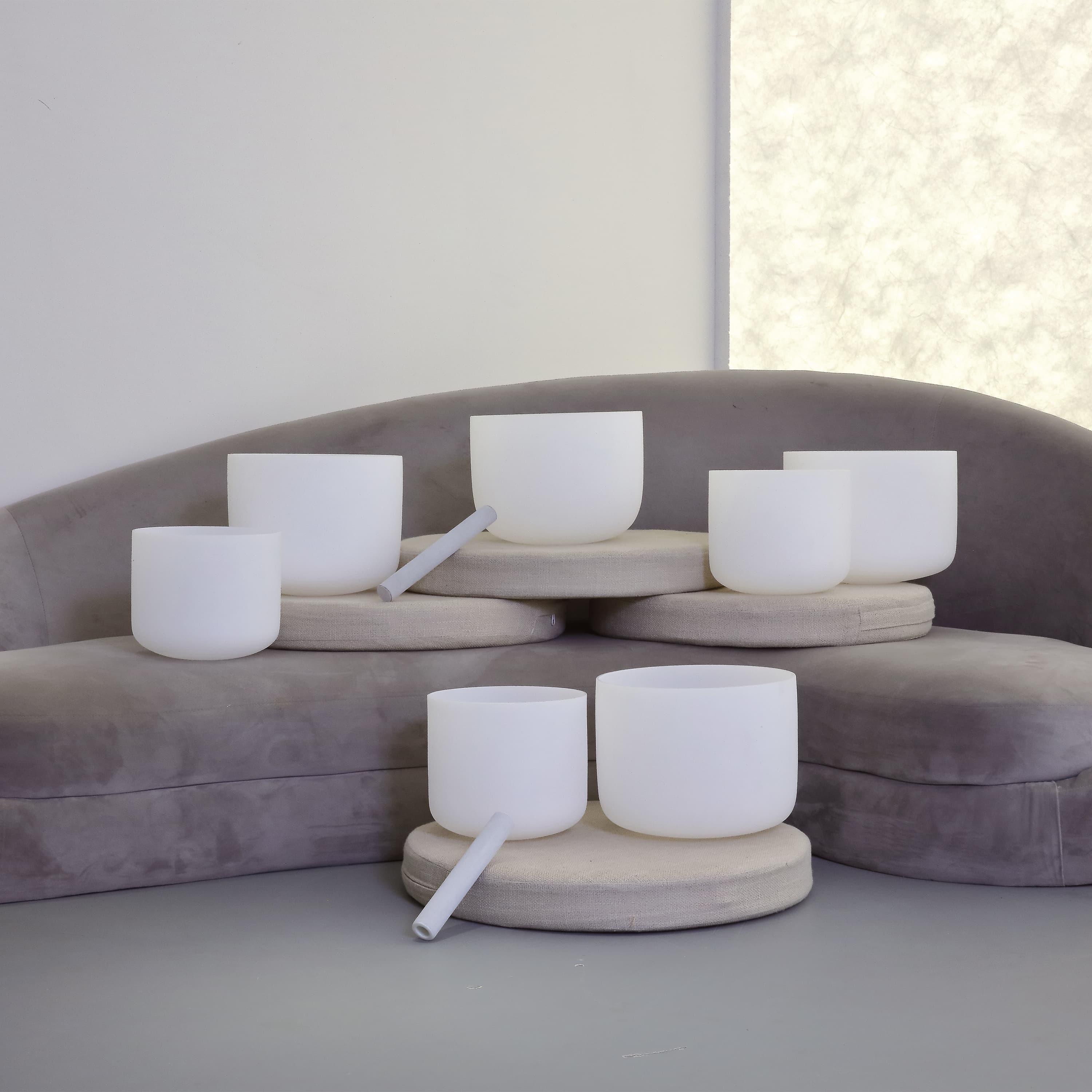 TOPFUND 8-10 inch Chakra Set of 7 Crystal Singing Bowls - TOPFUND Crystal Singing Bowl