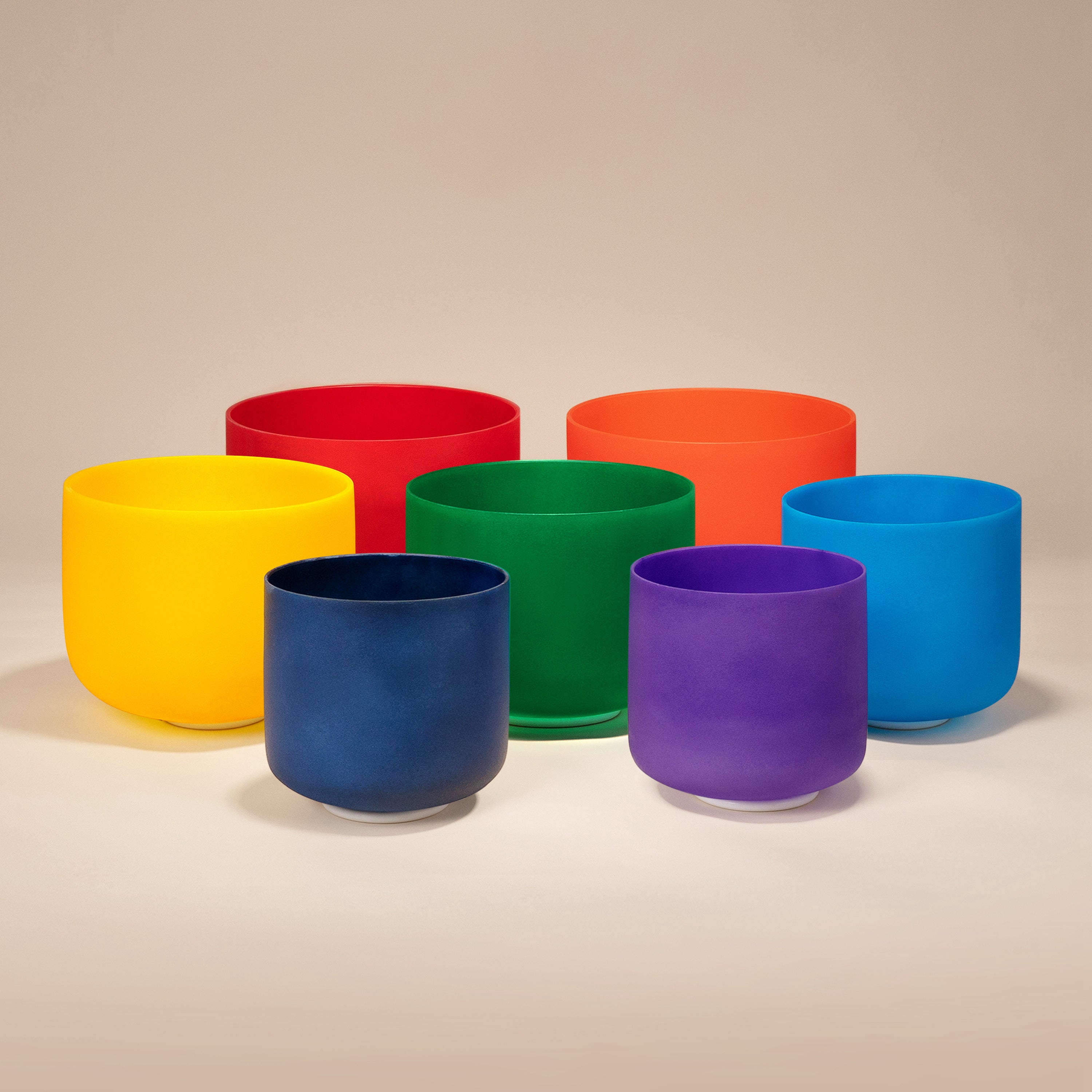 TOPFUND 8-10 inch Chakra Set of 7 Color Crystal Singing Bowls - TOPFUND Crystal Singing Bowl