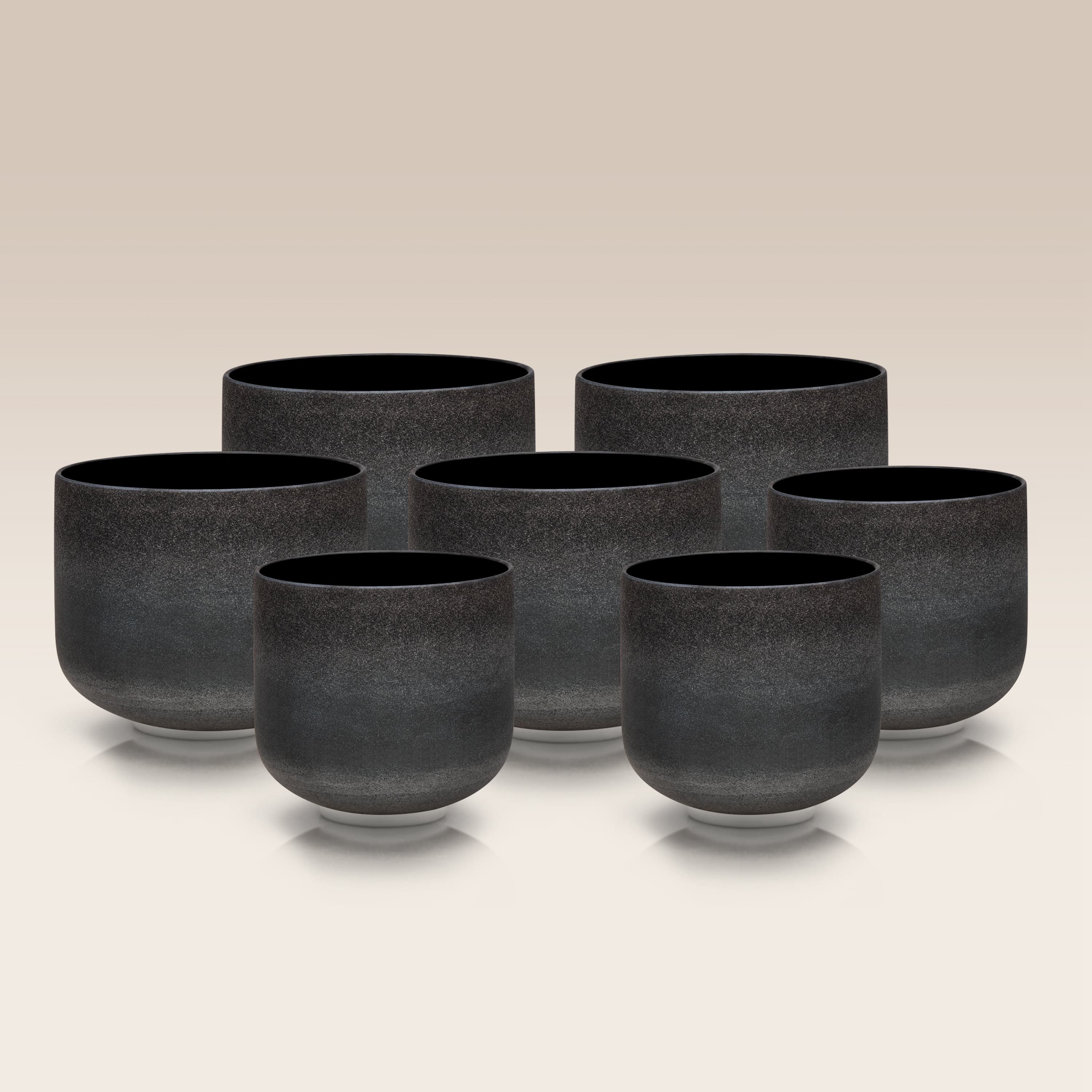 TOPFUND 8-10 inch Chakra Set of 7 Obsidian Fusion Crystal Singing Bowls - TOPFUND Crystal Singing Bowl