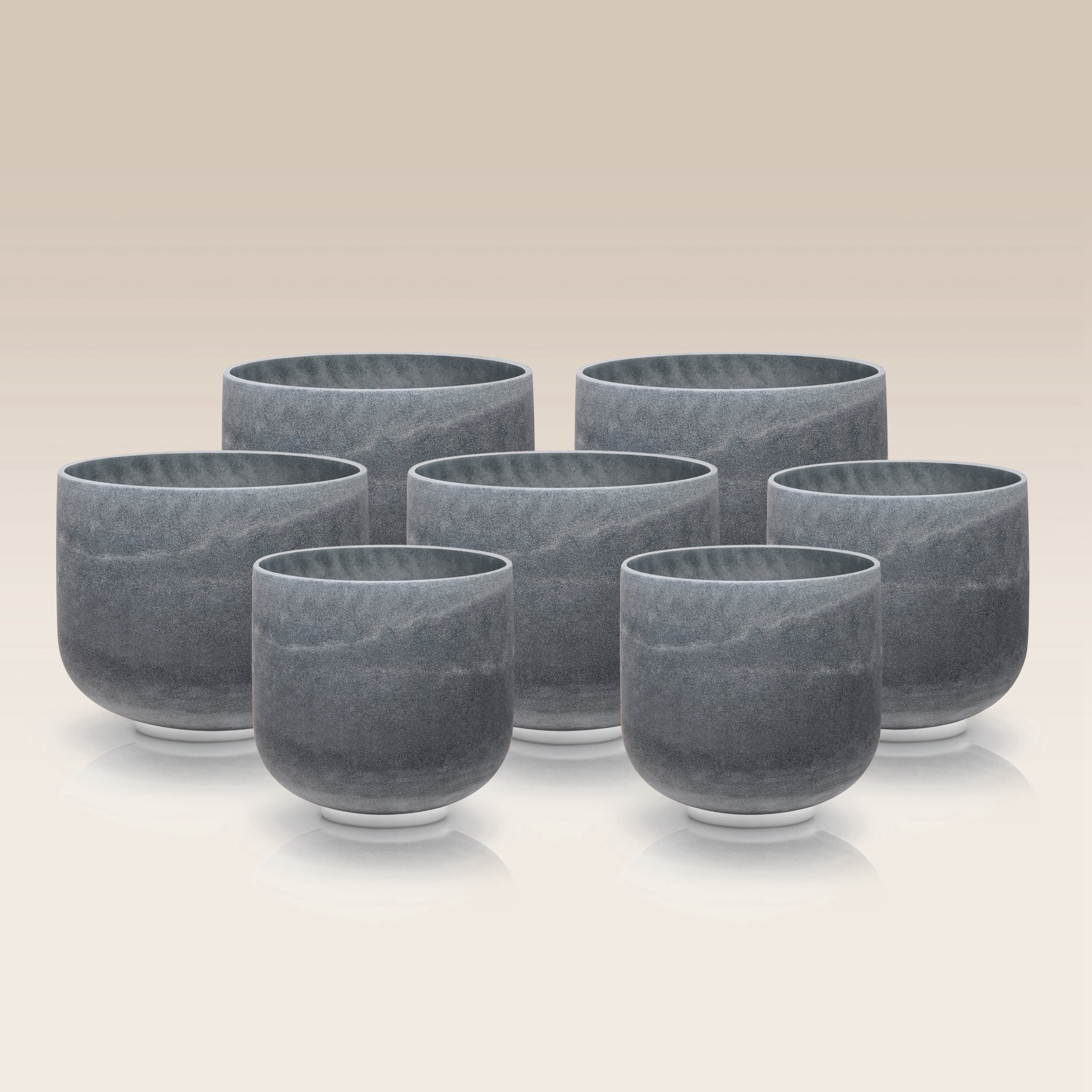 TOPFUND 8-10 inch Chakra Set of 7 Moldavite Fusion Crystal Singing Bowls - TOPFUND Crystal Singing Bowl