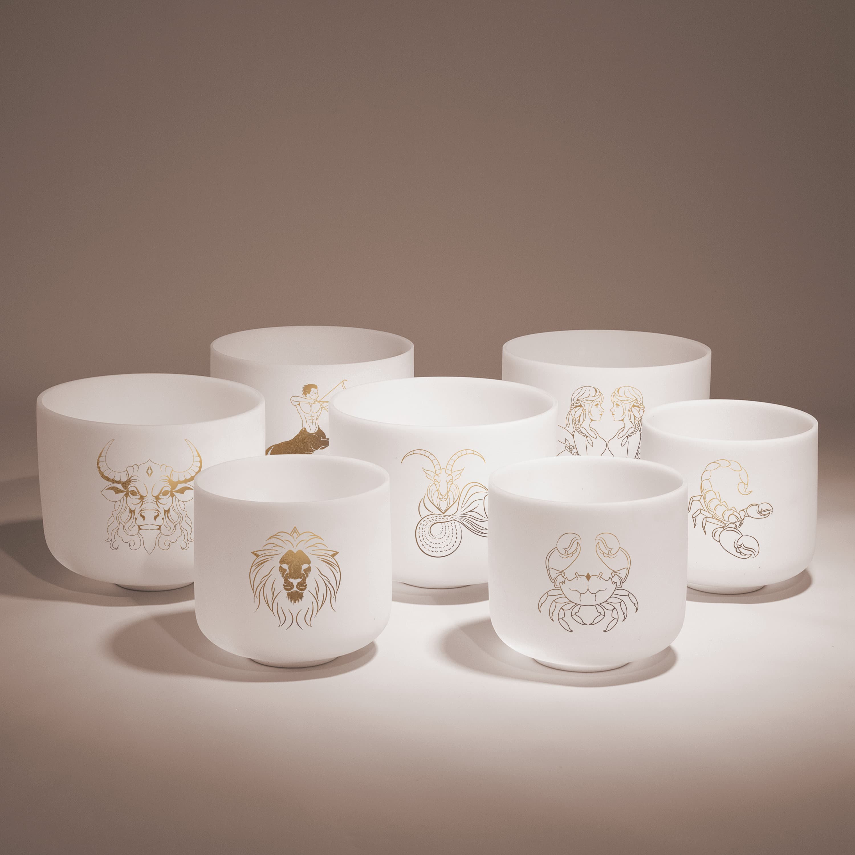 TOPFUND 8-10 inch Zodiac Chakra Set of 7 Crystal Singing Bowls - TOPFUND Crystal Singing Bowl