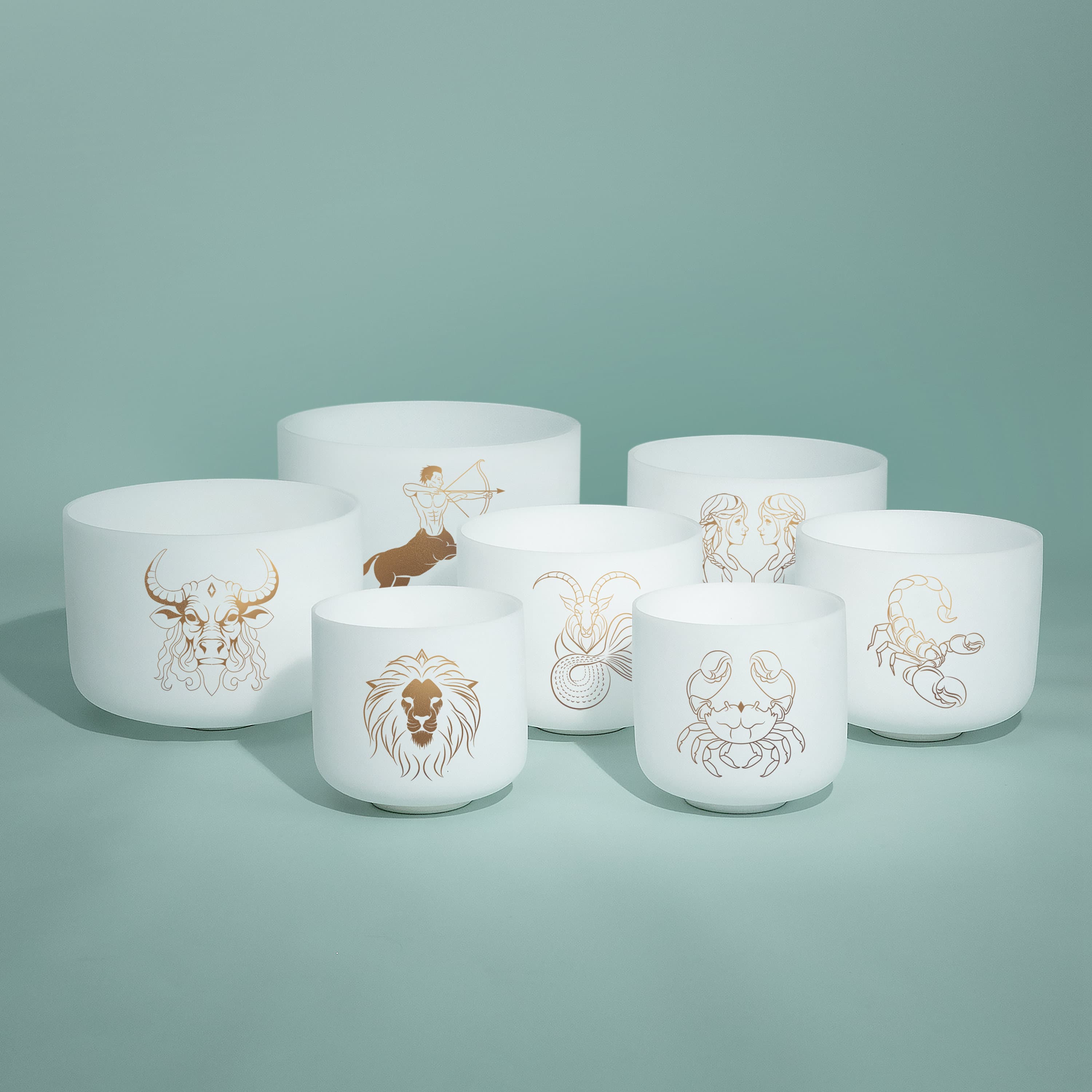 TOPFUND 8-14 inch Zodiac Chakra Set of 7 Crystal Singing Bowls - TOPFUND Crystal Singing Bowl