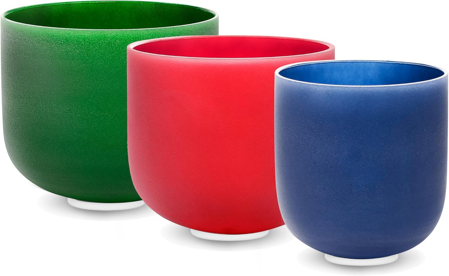 (8"F+7"C+6"A) Set of 3 Color Crystal Singing Bowls with Heavy Duty Carrying Case and Mallets - TOPFUND Crystal Singing Bowl