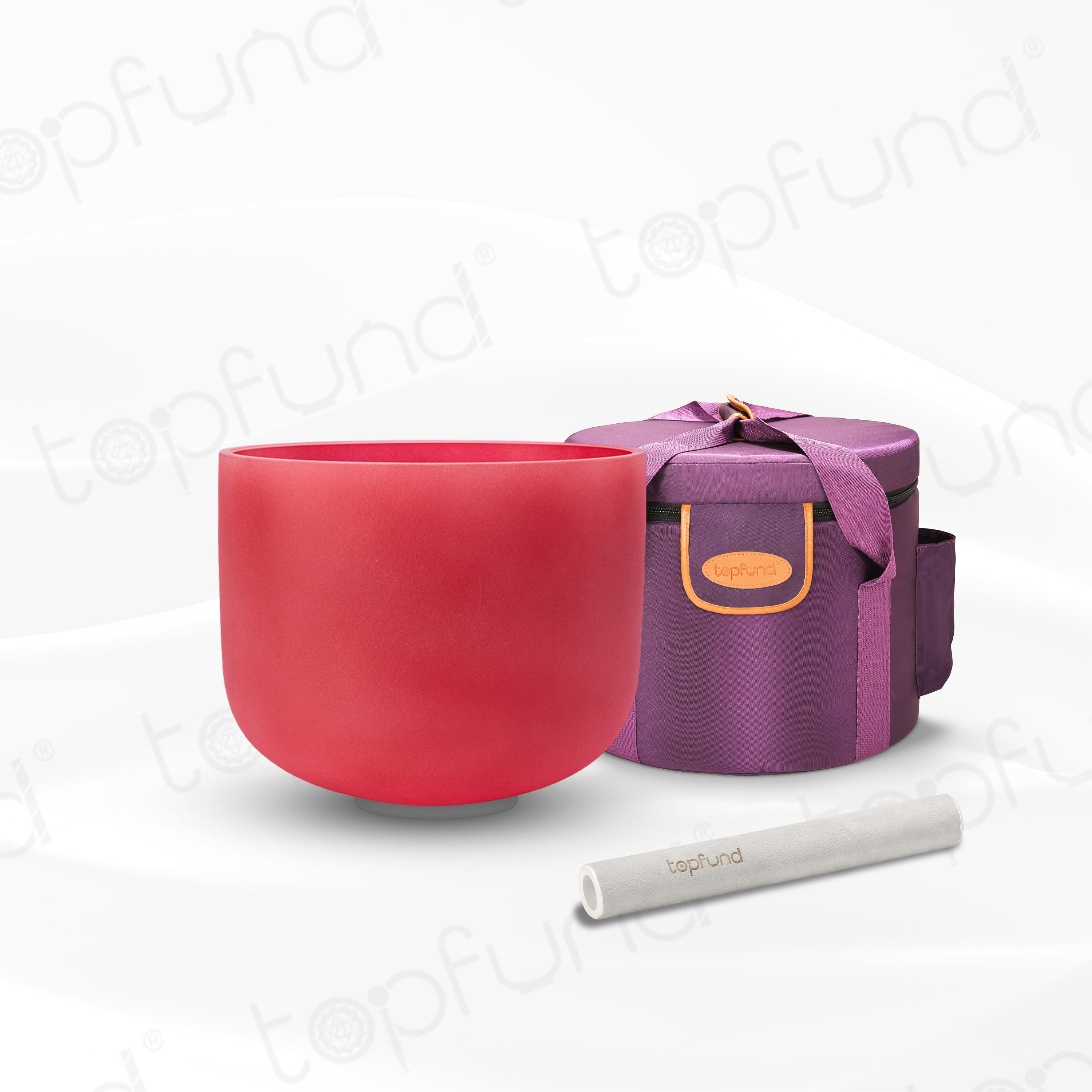 TOPFUND Red C Note Crystal Singing Bowl Root Chakra 8 inch with Heavy Duty Carrying Case and Singing Bowl Mallet - TOPFUND Crystal Singing Bowl