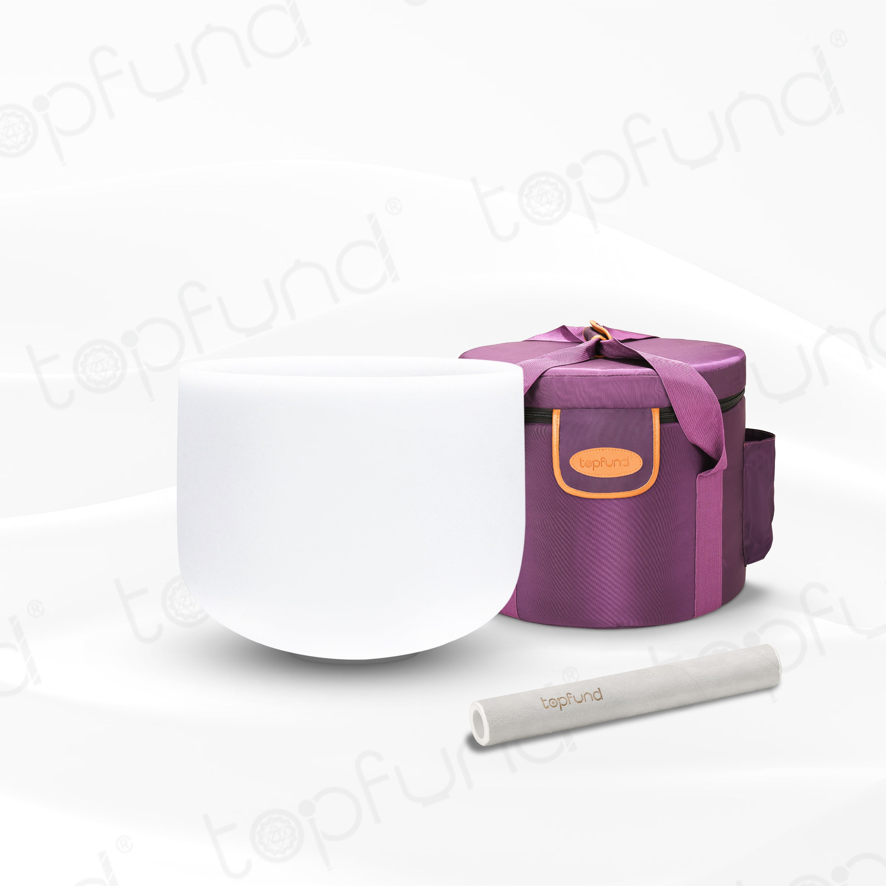 TOPFUND 8 inch C Note Crystal Singing Bowl Root Chakra with Carrying Case and Suede Striker - TOPFUND Crystal Singing Bowl
