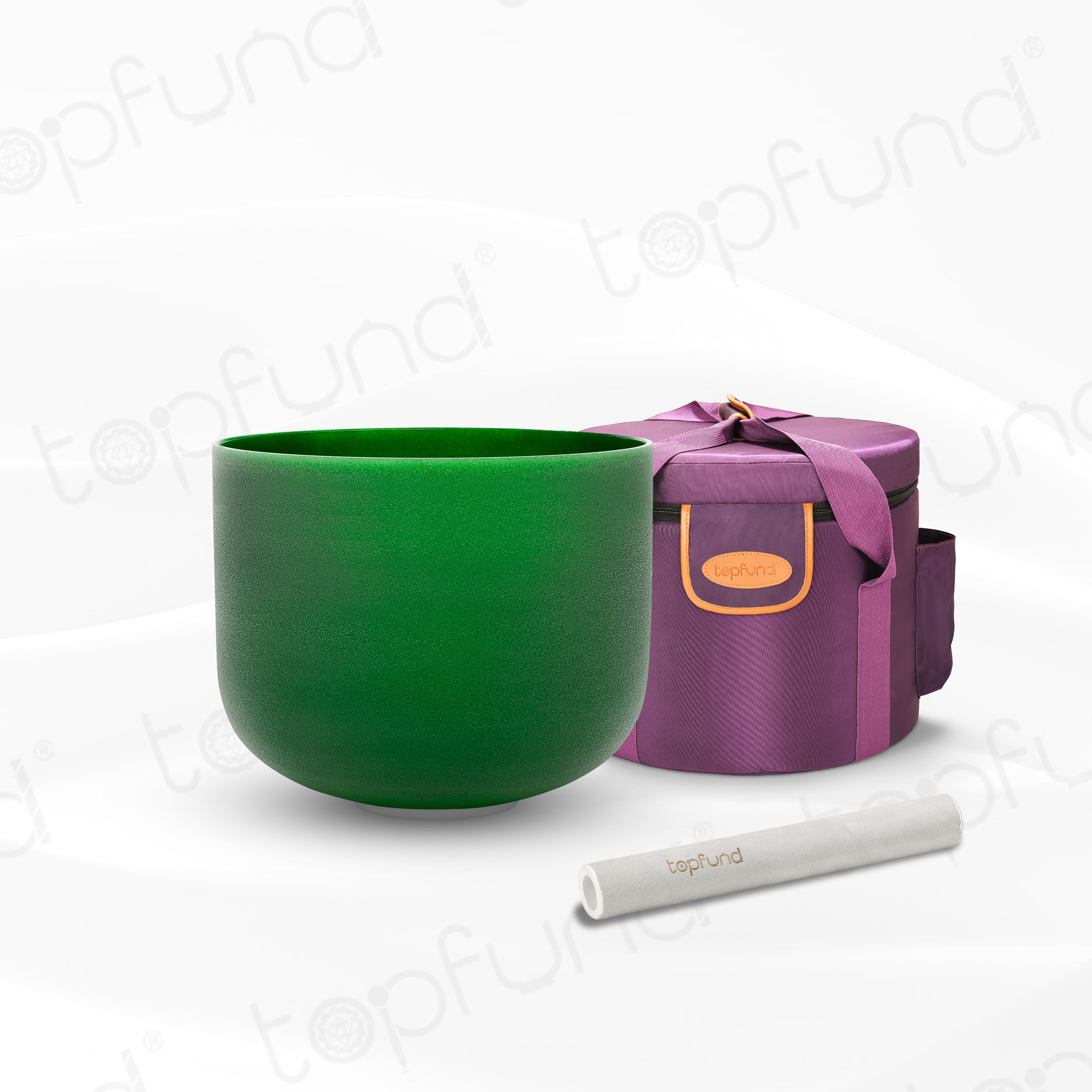 TOPFUND Aqua Perfect Pitch F# Note Crystal Singing Bowl Thymus Chakra 8 inch with Artificial Leather Carrying Case and Singing Bowl Mallet Suede Striker - TOPFUND Crystal Singing Bowl