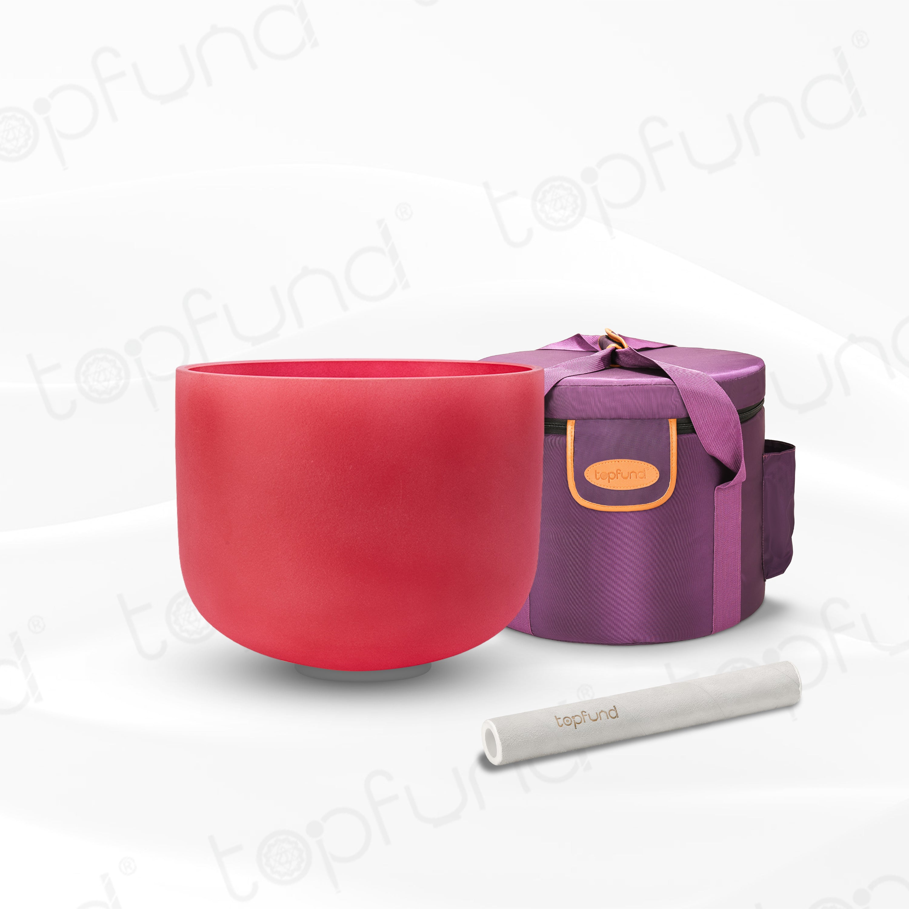 TOPFUND Red C Note Crystal Singing Bowl Root Chakra 12 inch with Heavy Duty Carrying Case and Singing Bowl Mallet - TOPFUND Crystal Singing Bowl