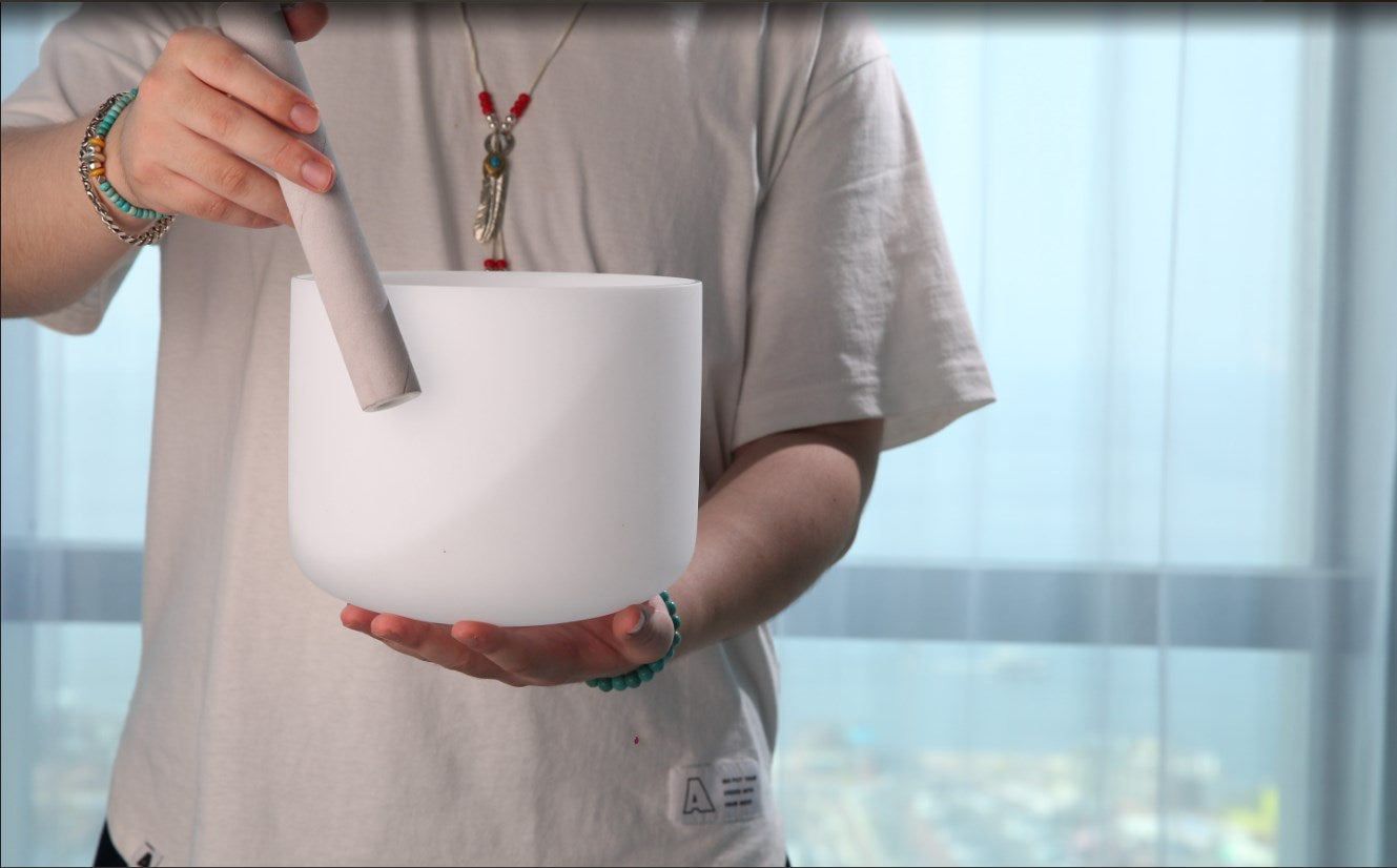 TOPFUND 432 Hz  E Note Chakra Crystal Singing Bowl Solar Plexus 11 inch - TOPFUND Crystal Singing Bowl