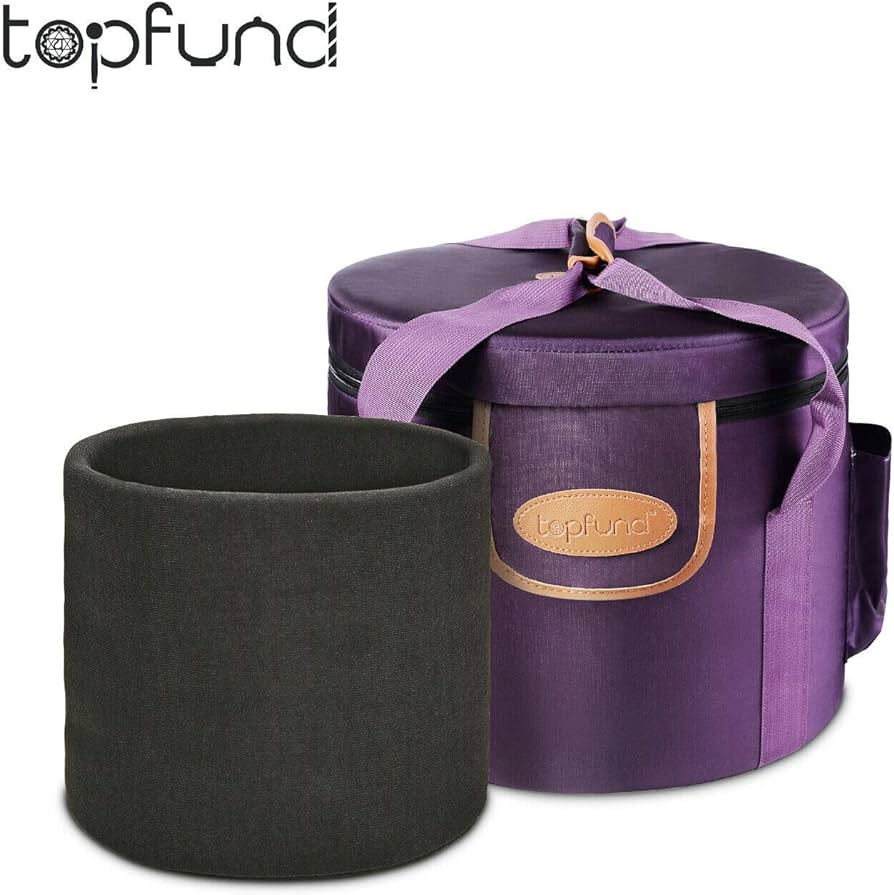 TOPFUND Artificial Leather Heavy Duty Crystal Singing Bowl Carrying Case 10 inch with Sponge Padded Sleeves 8" - TOPFUND Crystal Singing Bowl