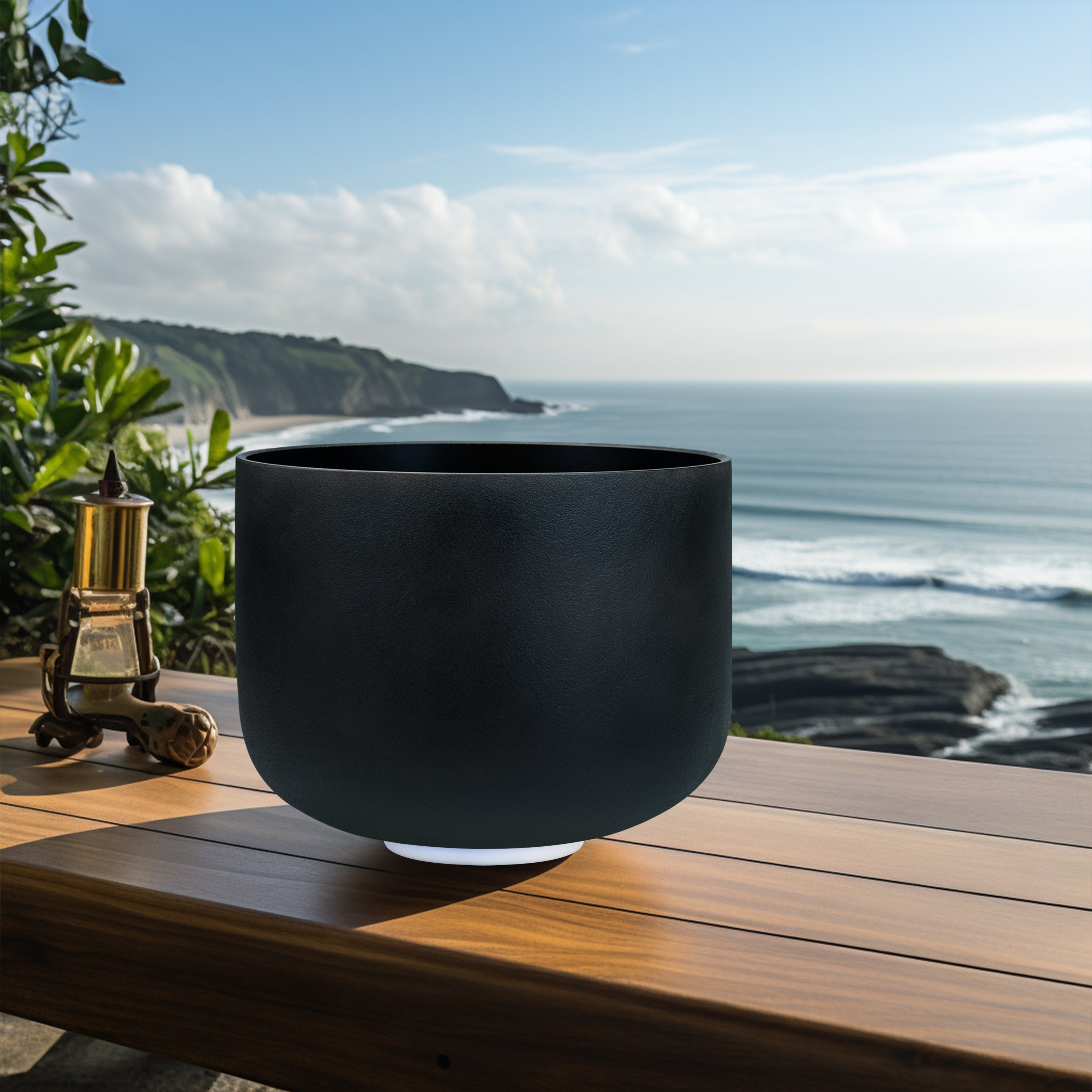 TOPFUND 432Hz Chakra Black D Note Crystal Singing Bowl Sacral 14 inch - TOPFUND Crystal Singing Bowl