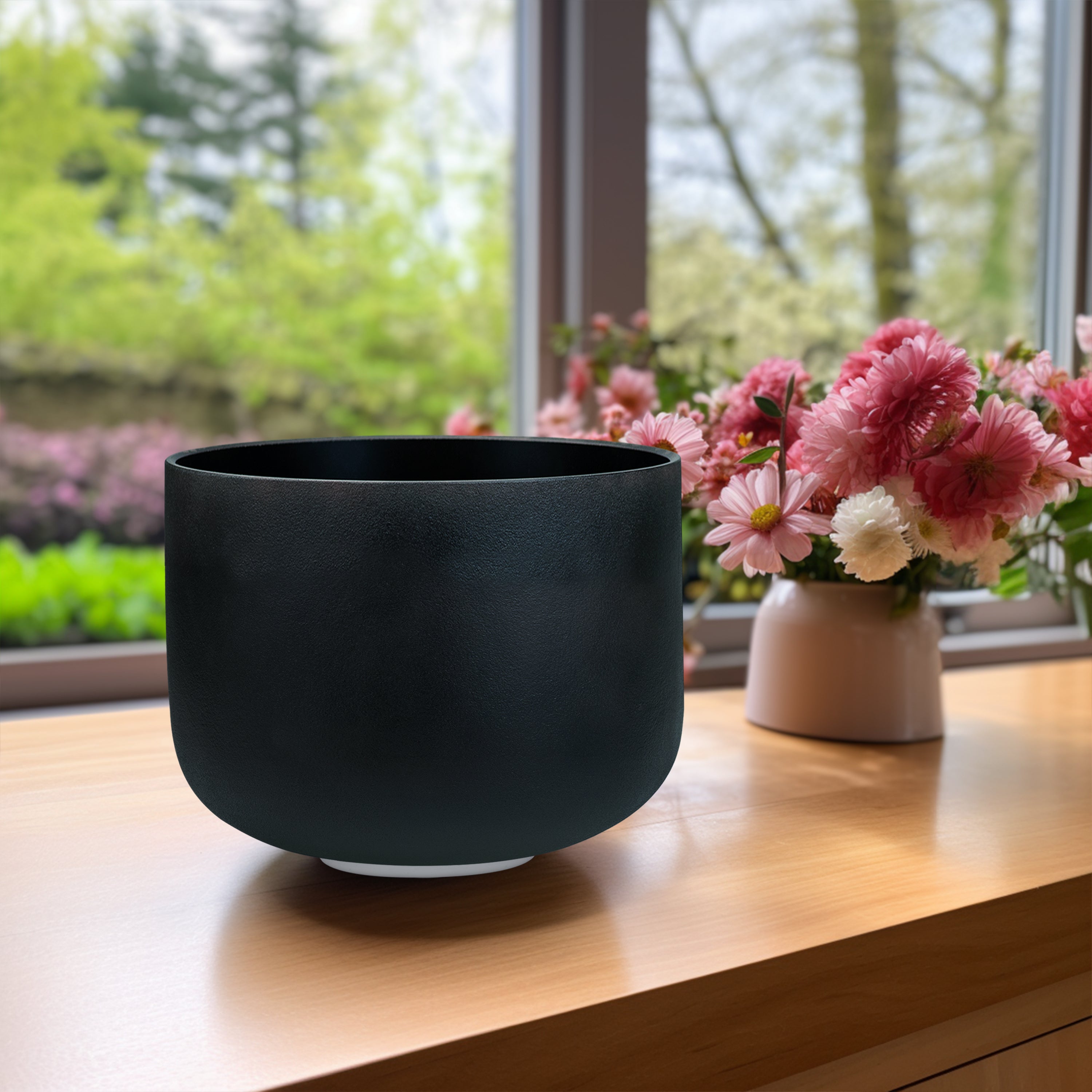 TOPFUND 432Hz Chakra Black D Note Crystal Singing Bowl Sacral 14 inch - TOPFUND Crystal Singing Bowl