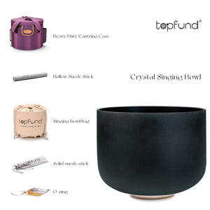 TOPFUND Black B Note Crystal Singing Bowl Crown Chakra 7 inch