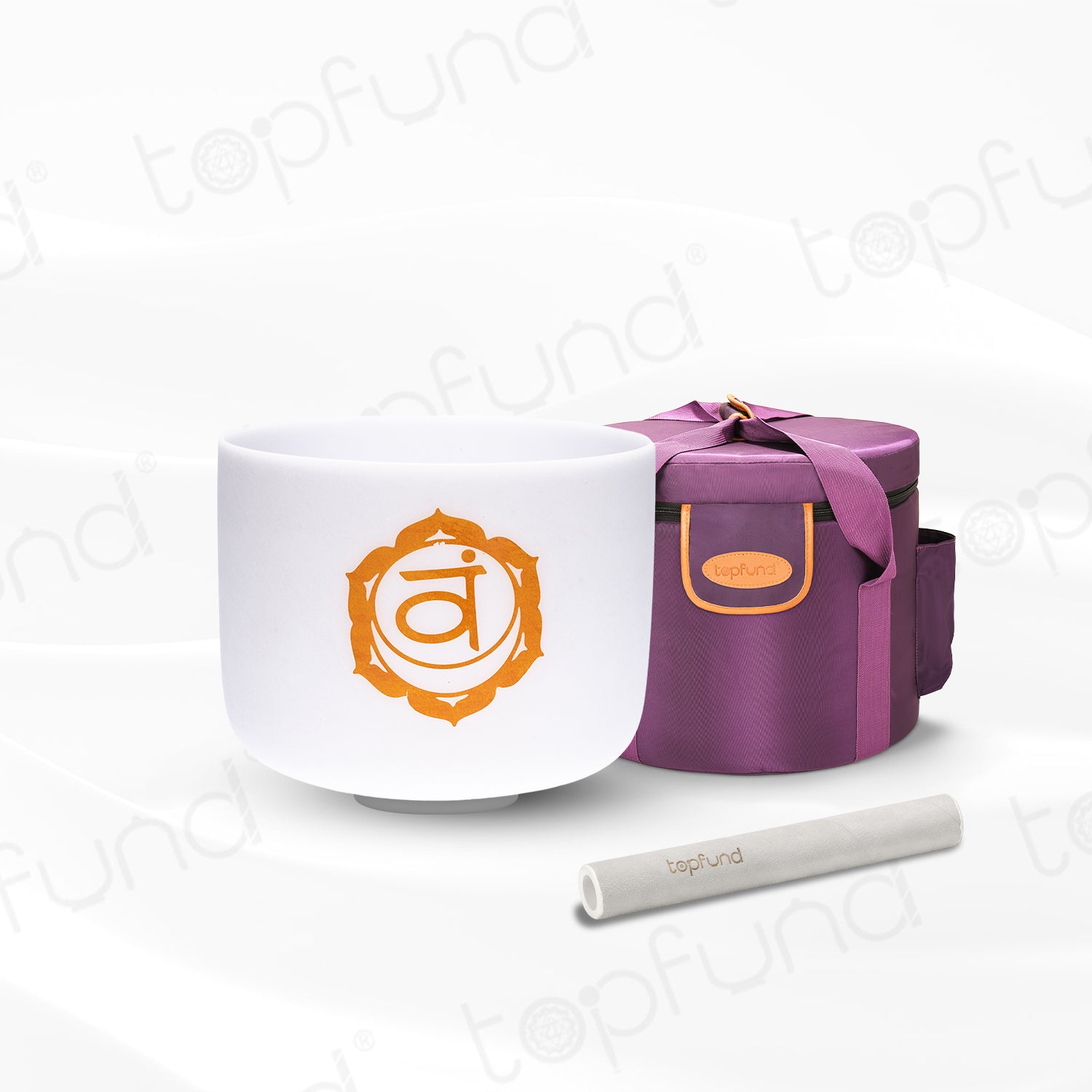 TOPFUND D NOTE 11 inch Colored Chakra Crystal Singing Bowl with Heavy Duty Carrying Case and Singing Bowl Mallets Suede Striker - TOPFUND Crystal Singing Bowl