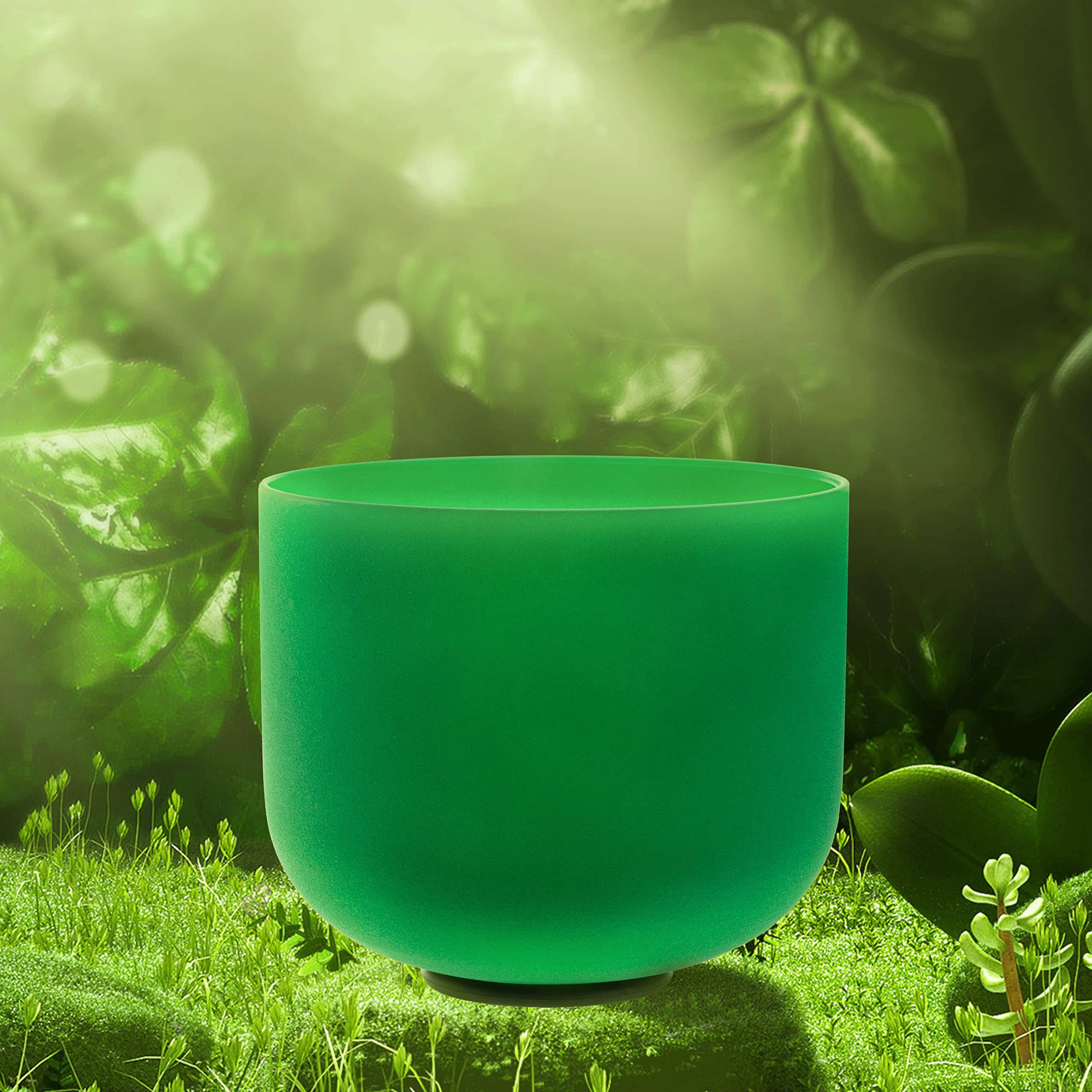 TOPFUND Green F Note Crystal Singing Bowl Heart Chakra - TOPFUND Crystal Singing Bowl