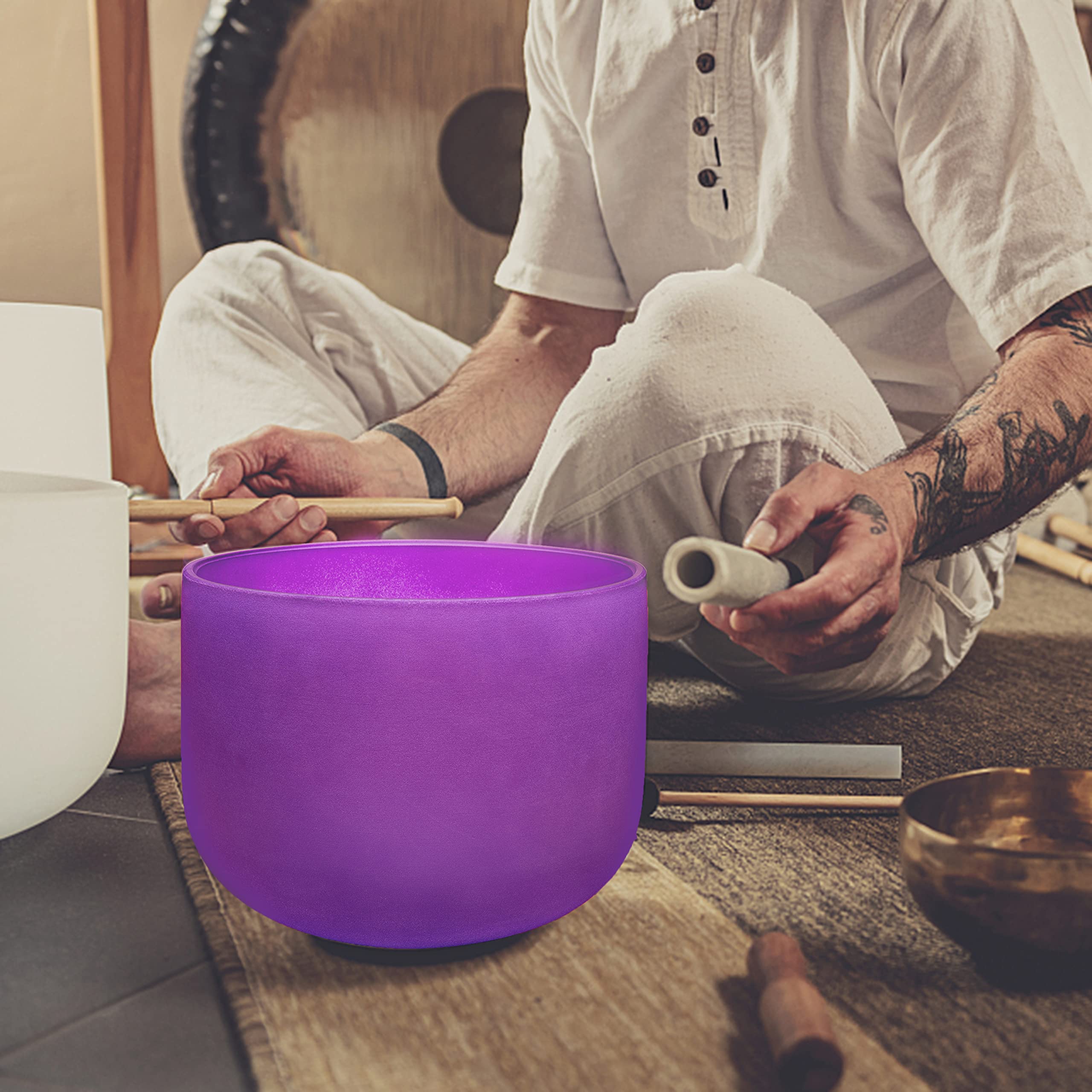 TOPFUND Violet A# Note Pineal Chakra Crystal Singing Bowl - TOPFUND Crystal Singing Bowl