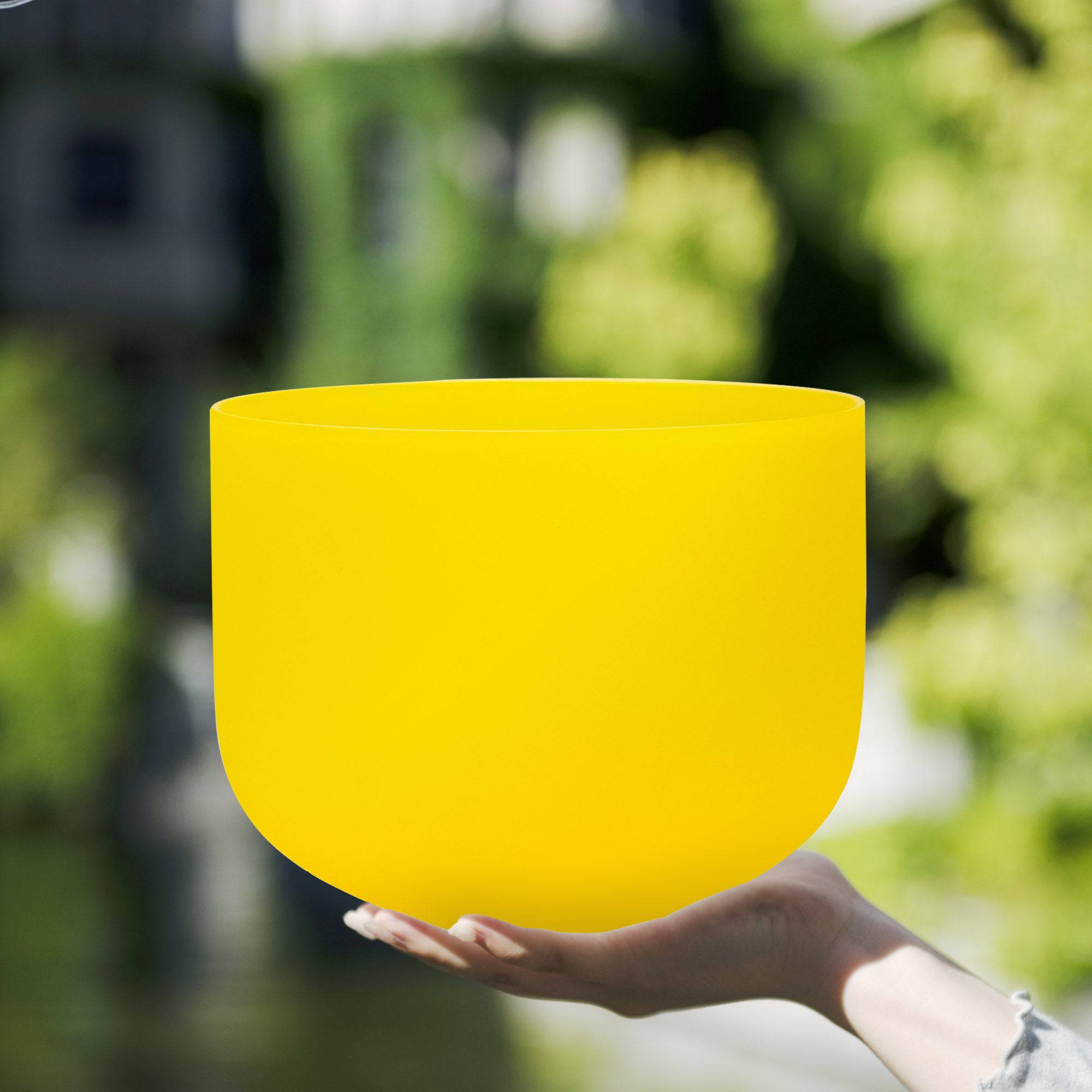 TOPFUND 528 Hz Yellow Crystal Singing Bowl Solfeggio Frequency - TOPFUND Crystal Singing Bowl