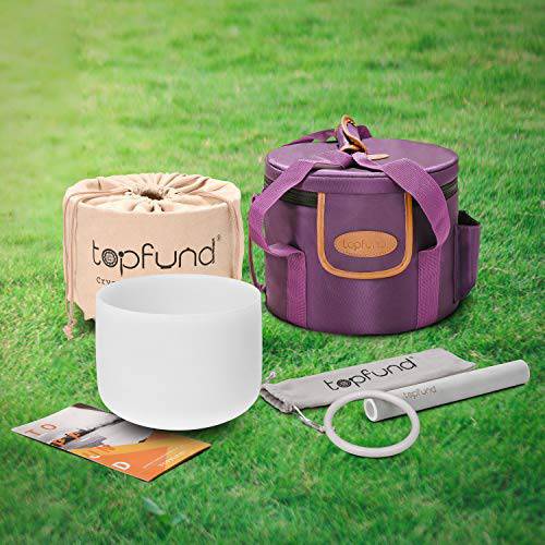 TOPFUND 10 inch 432 hz D Note Crystal Singing Bowl Sacral Chakra - TOPFUND Crystal Singing Bowl