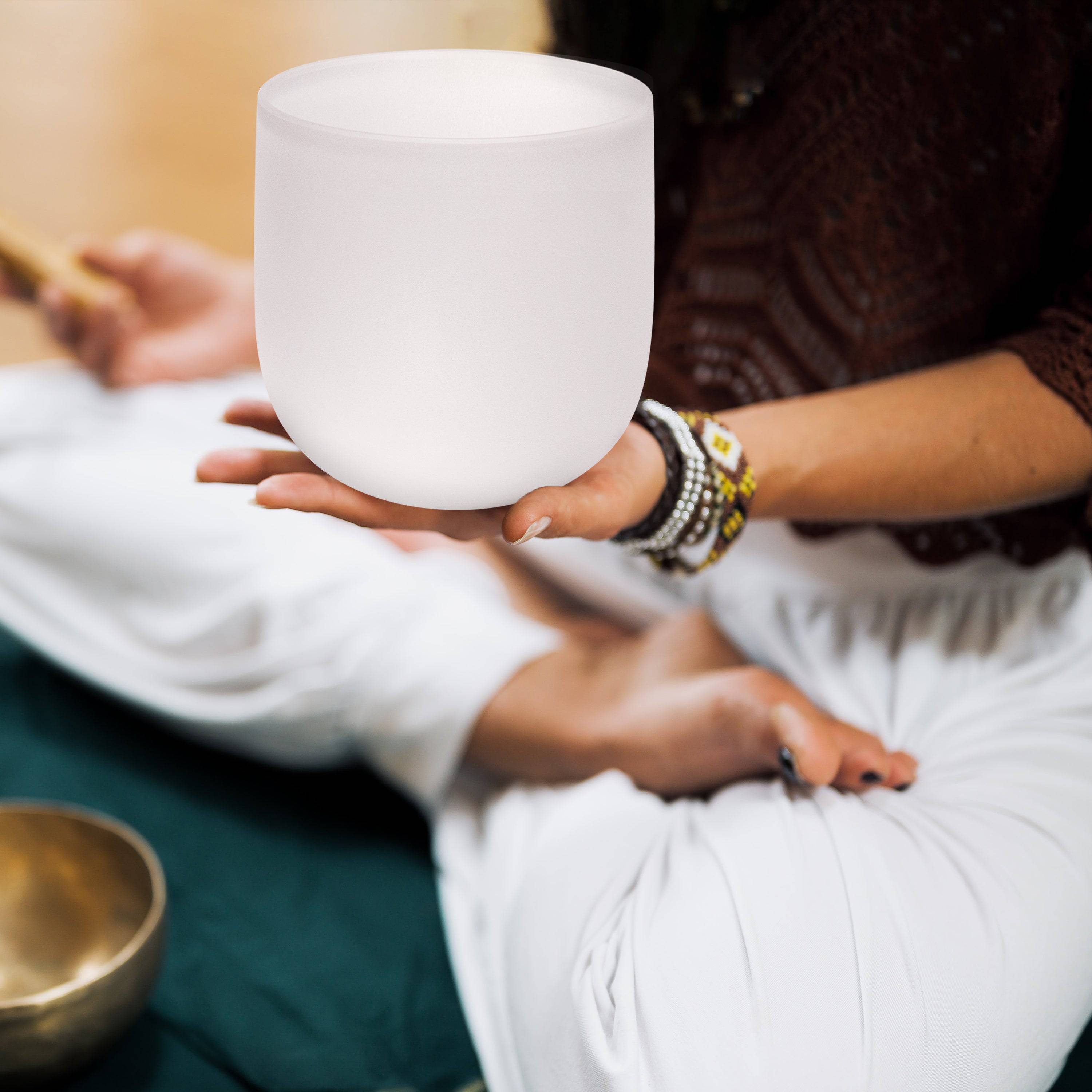 TOPFUND 432 Hz G Note Crystal Singing Bowl 7 inch Throat Chakra Sound Healing Meditation - TOPFUND Crystal Singing Bowl