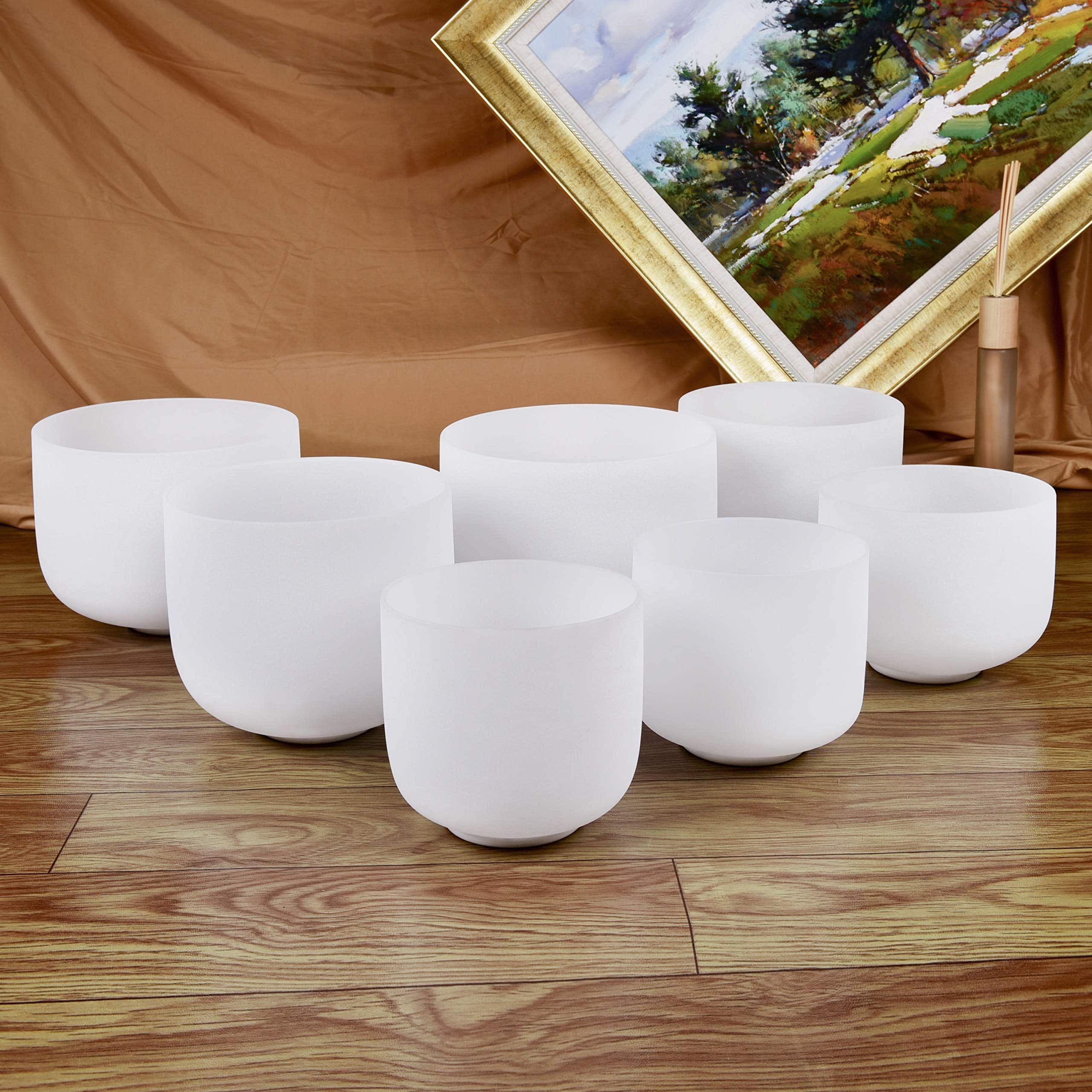 TOPFUND 432hz Chakra Set of 7 Crystal Singing Bowls 7-9 inch - TOPFUND Crystal Singing Bowl