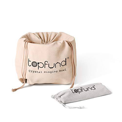 TOPFUND 432hz G Note Blue Colored Throat Chakra Frosted Quartz Crystal Singing Bowl 10 inch (Heavy Duty Bag and Suede Striker and O-ring Included) - TOPFUND Crystal Singing Bowl