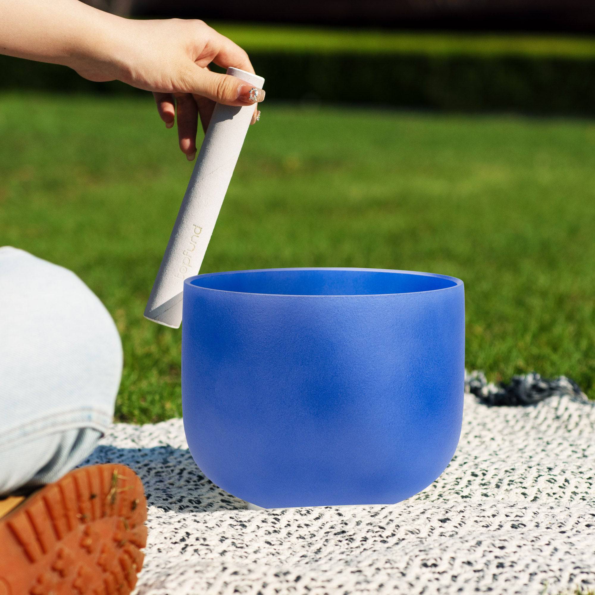 TOPFUND 741 Hz Blue Crystal Singing Bowl Throat Chakra 10 inch - TOPFUND Crystal Singing Bowl