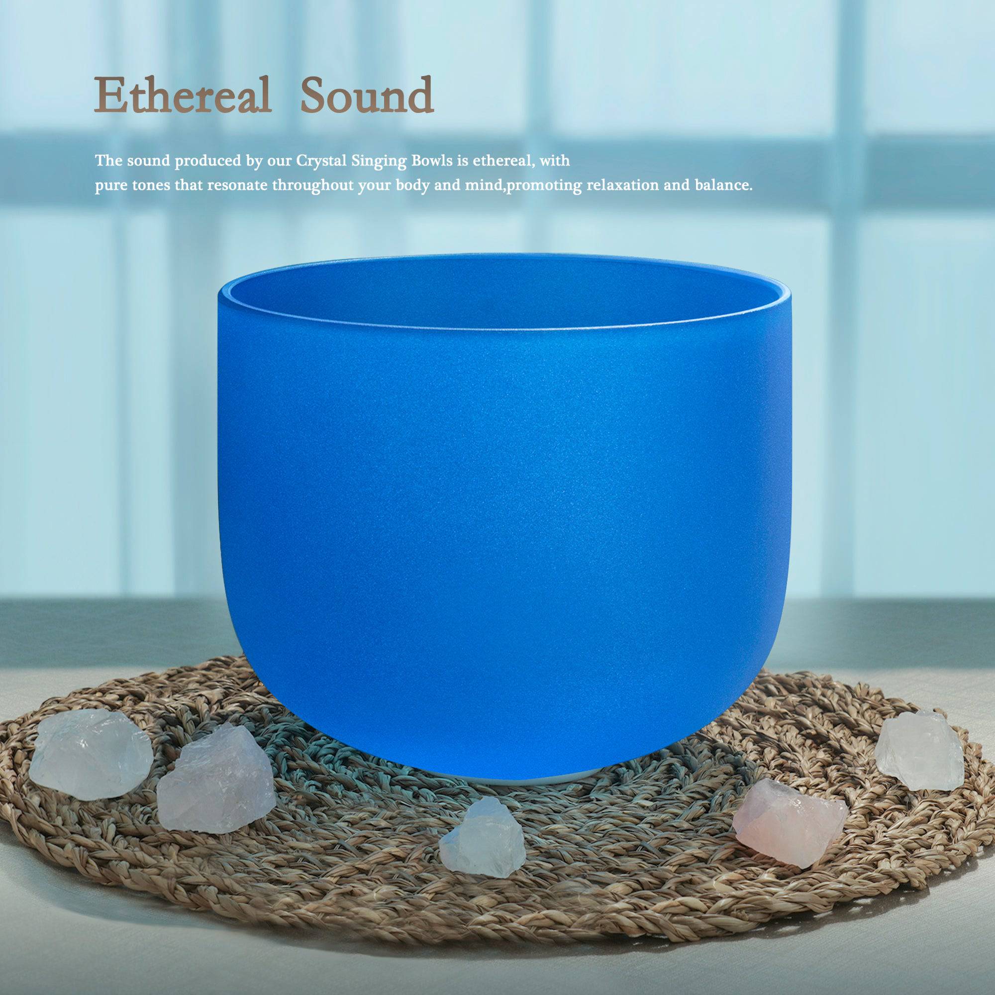 TOPFUND 741 Hz Blue Crystal Singing Bowl Throat Chakra 10 inch - TOPFUND Crystal Singing Bowl