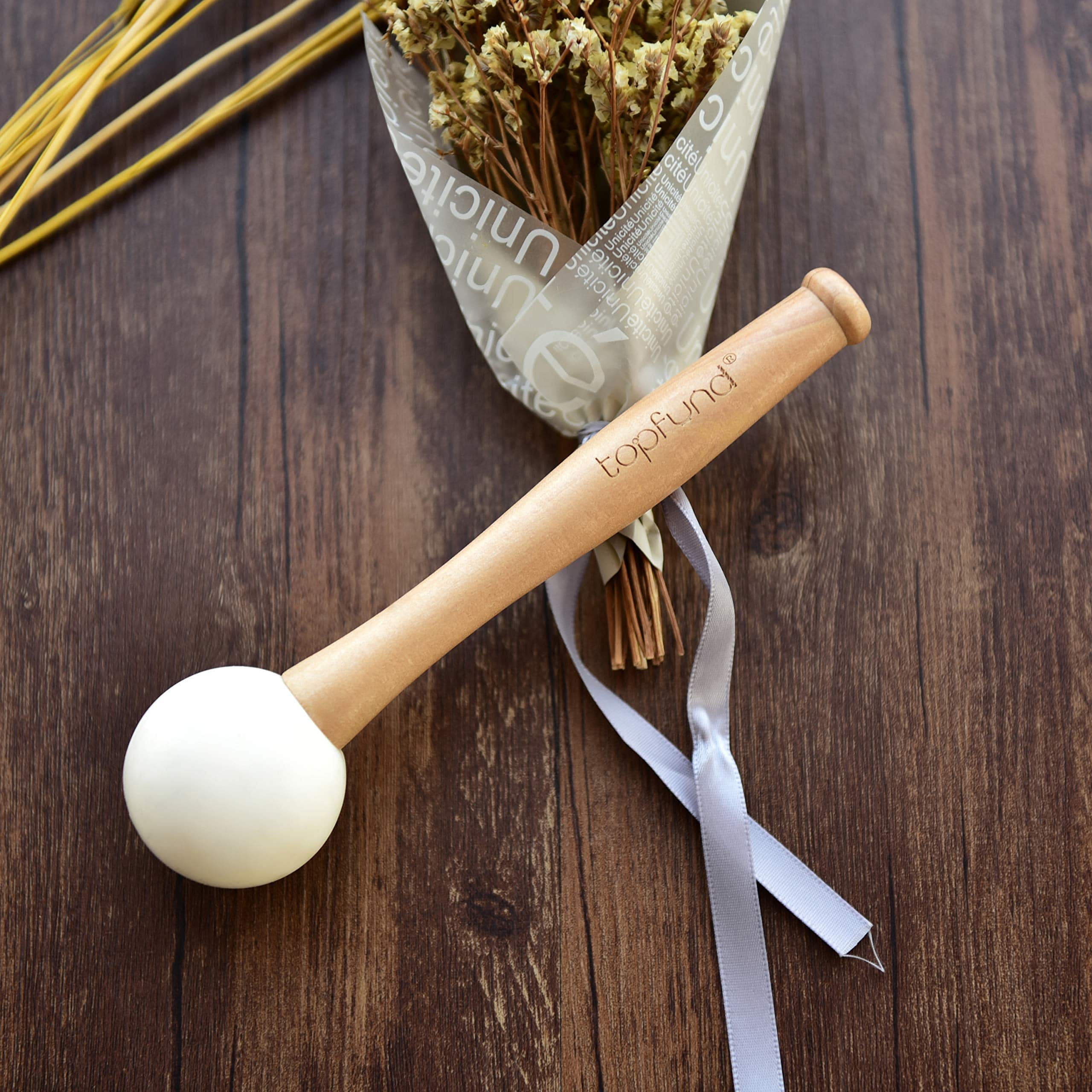 TOPFUND Crystal Singing Bowl Rubber Mallet with Suede Bundle Pocket - TOPFUND Crystal Singing Bowl