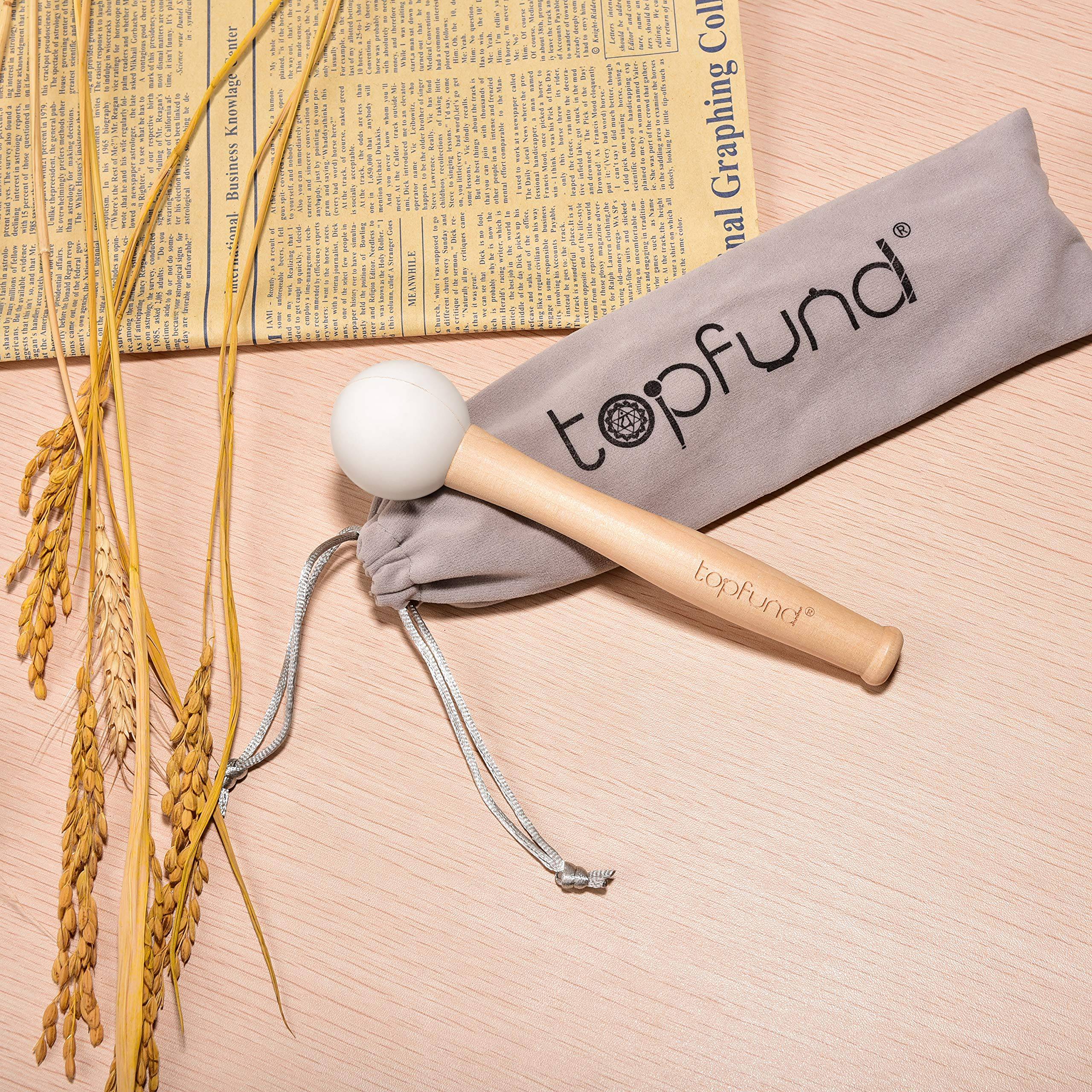 TOPFUND Crystal Singing Bowl Rubber Mallet with Suede Bundle Pocket - TOPFUND Crystal Singing Bowl