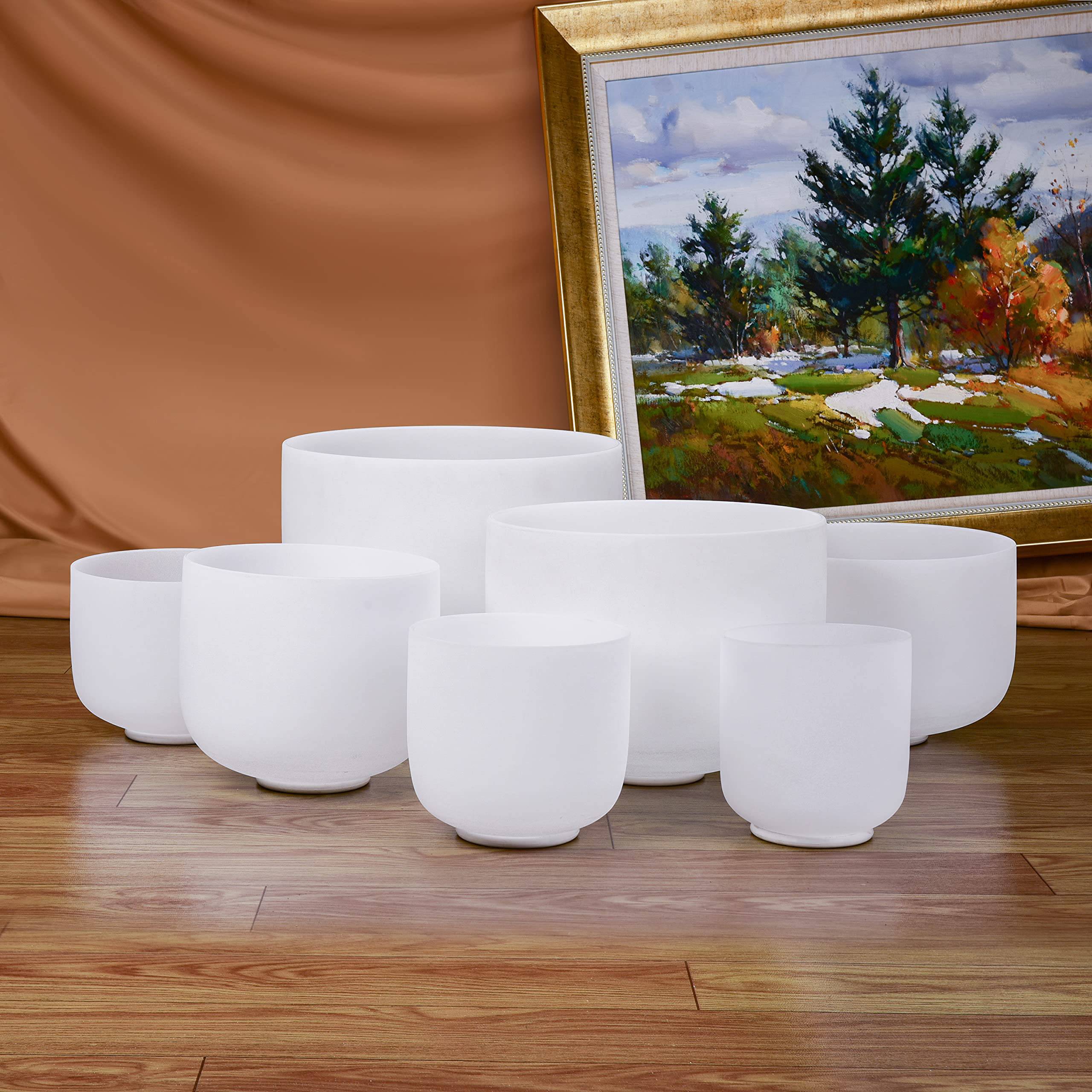 TOPFUND 6-14 inch Chakra Set of 7 Crystal Singing Bowls - TOPFUND Crystal Singing Bowl
