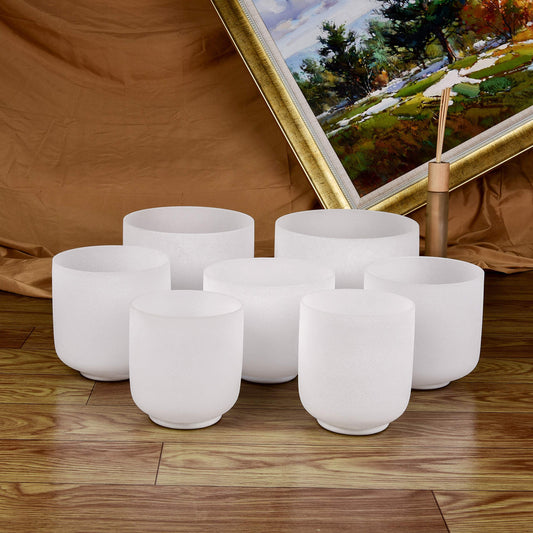 TOPFUND 6-10 inch Chakra Set of 7 Crystal Singing Bowls - TOPFUND Crystal Singing Bowl