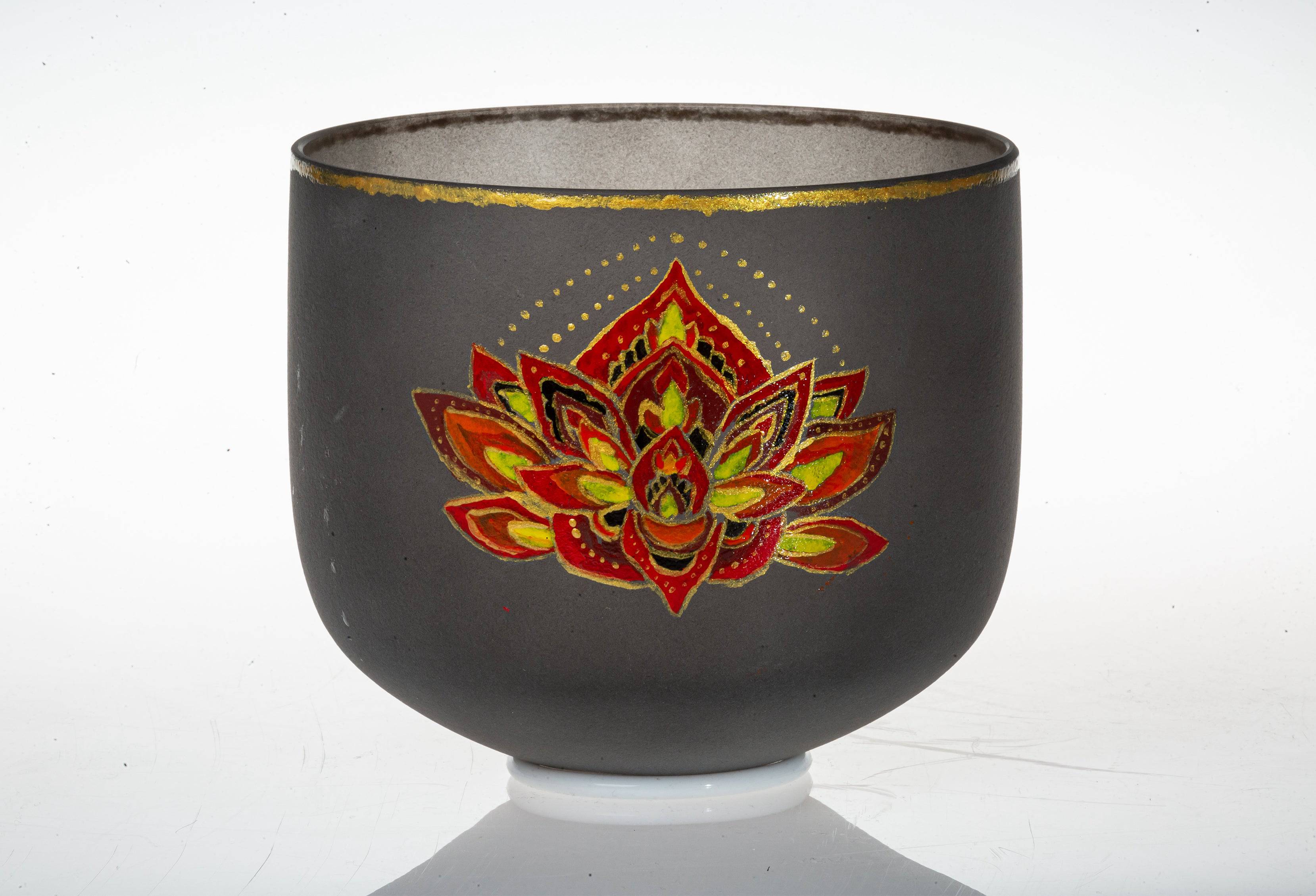 TOPFUND Hand-drawn Crystal Singing Bowl Tibet Lotus Series - TOPFUND Crystal Singing Bowl