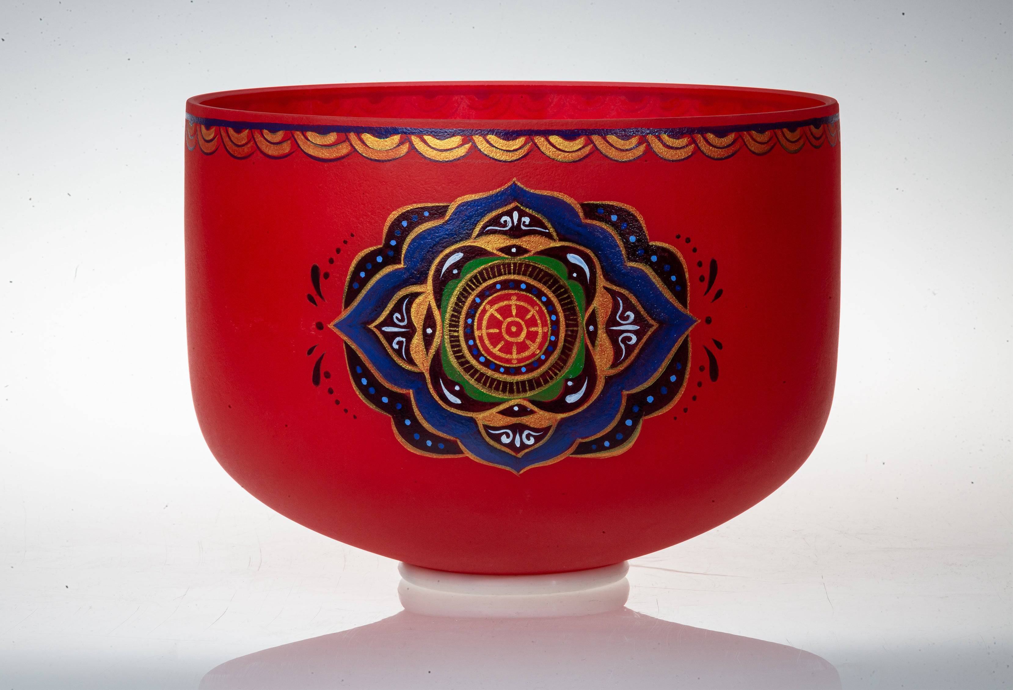 TOPFUND Hand-drawn Crystal Singing Bowl Tibetan Color Series - TOPFUND Crystal Singing Bowl