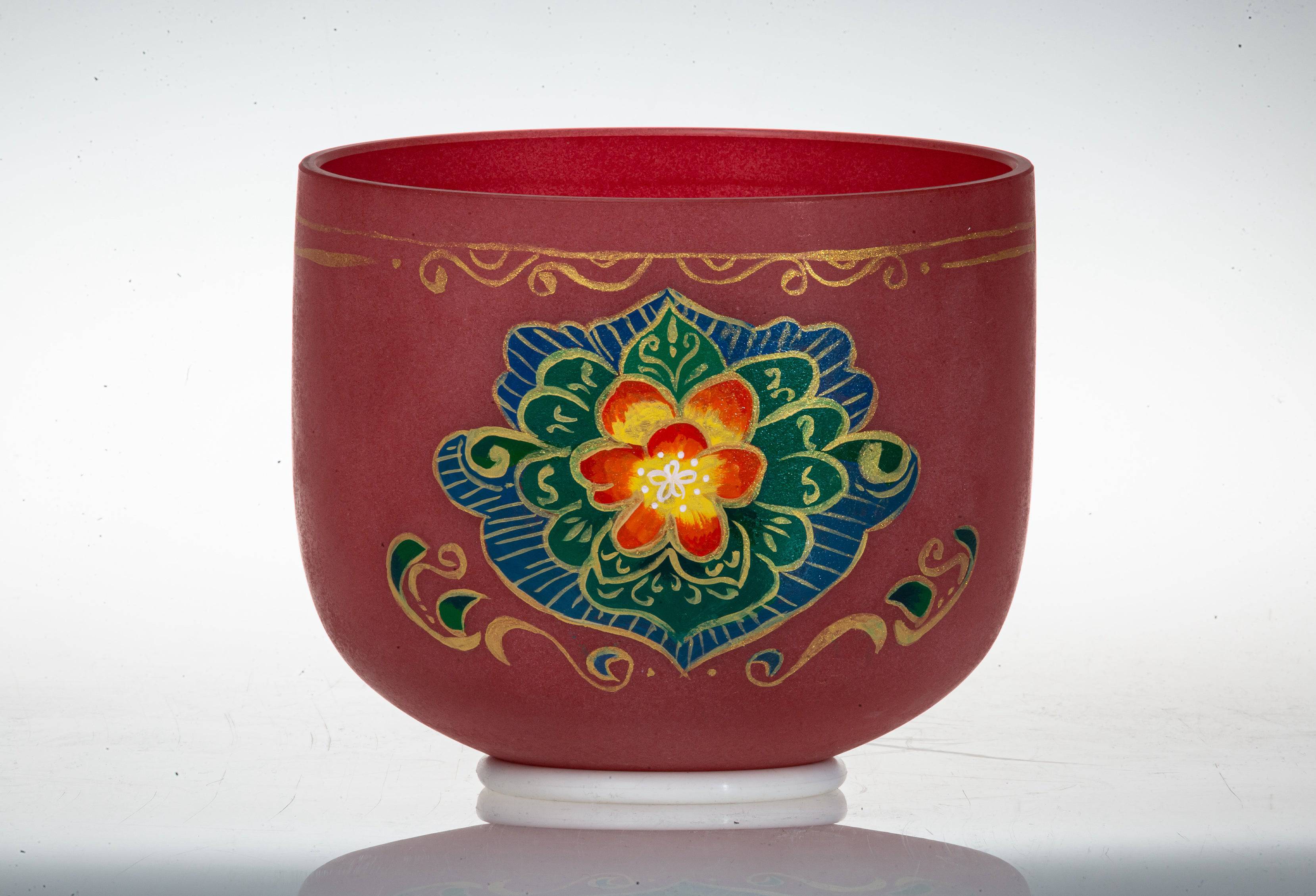 TOPFUND Hand-drawn Crystal Singing Bowl Tibetan Color Series - TOPFUND Crystal Singing Bowl