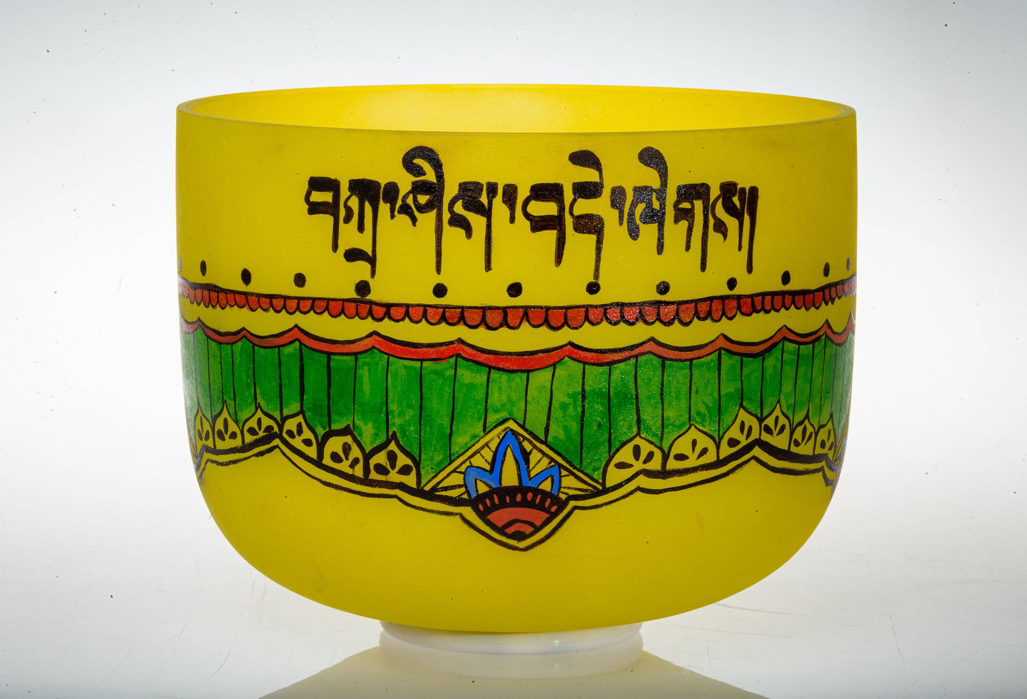 TOPFUND Hand-drawn Crystal Singing Bowl Tibetan Color Series - TOPFUND Crystal Singing Bowl