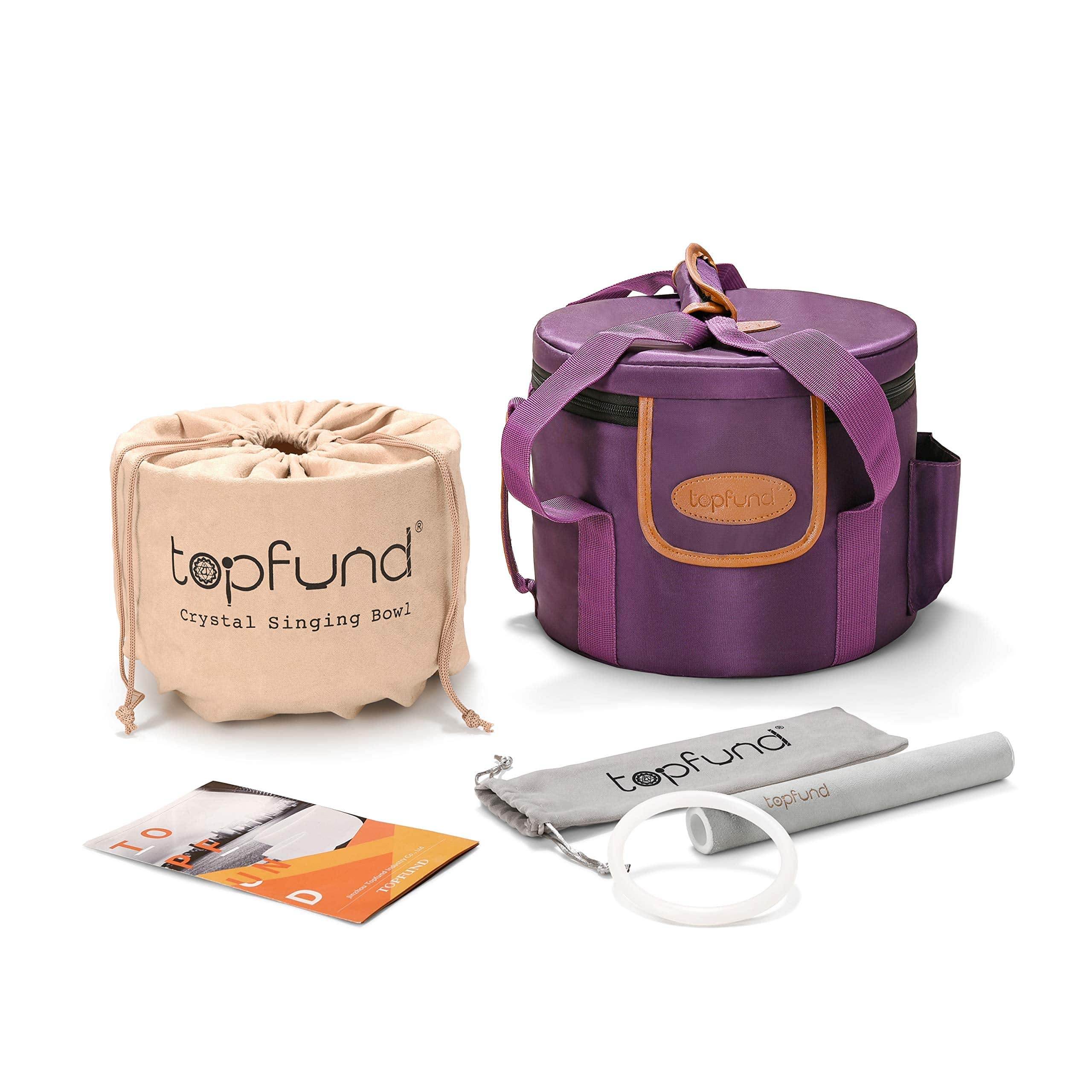 TOPFUND Hand-drawn Crystal Singing Bowl Tibetan Color Series - TOPFUND Crystal Singing Bowl