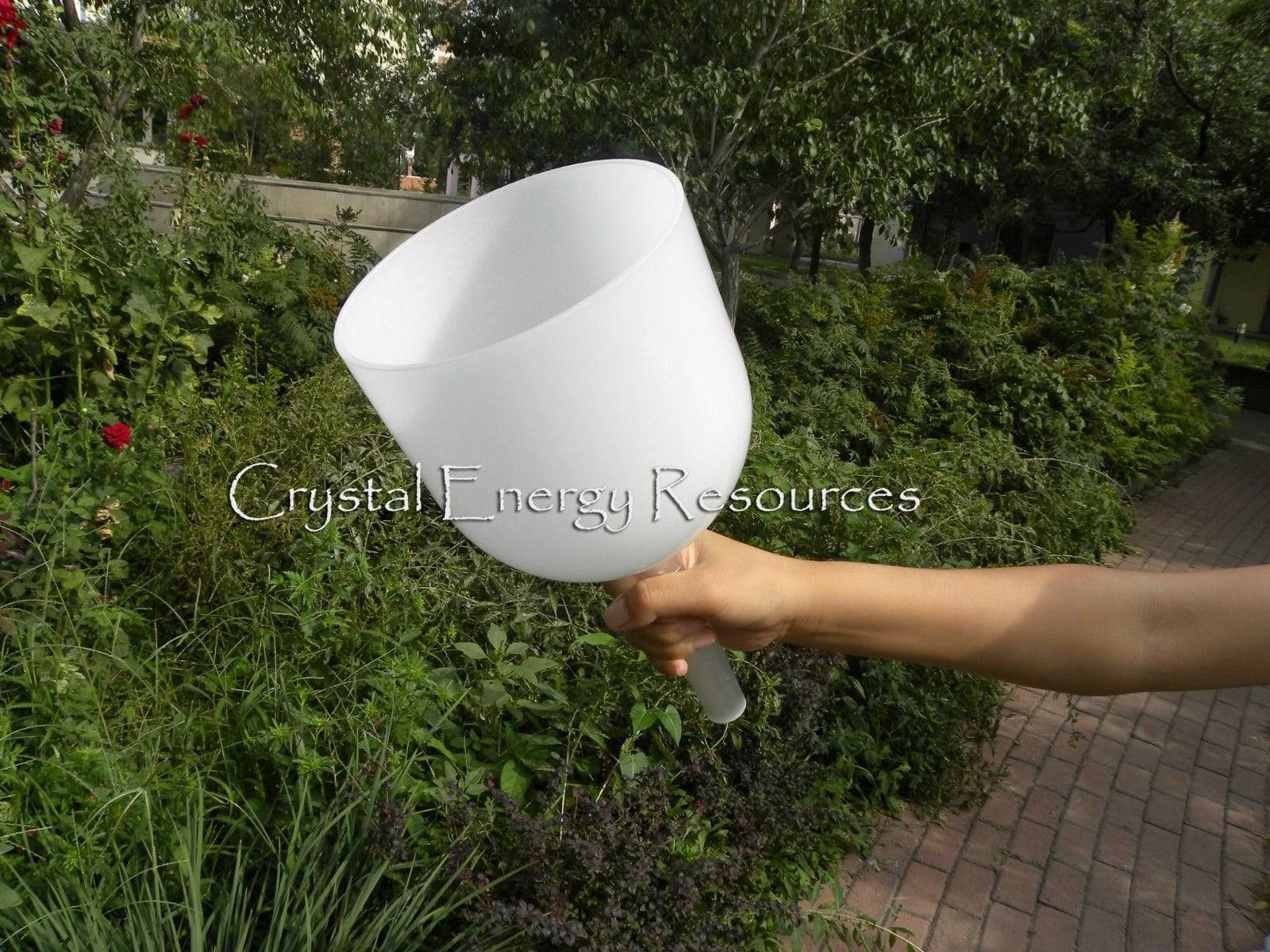 Opal Gemstone Fusion B Note Handle Clear Crystal Singing Bowl Crown Chakra 6 inch - TOPFUND Crystal Singing Bowl