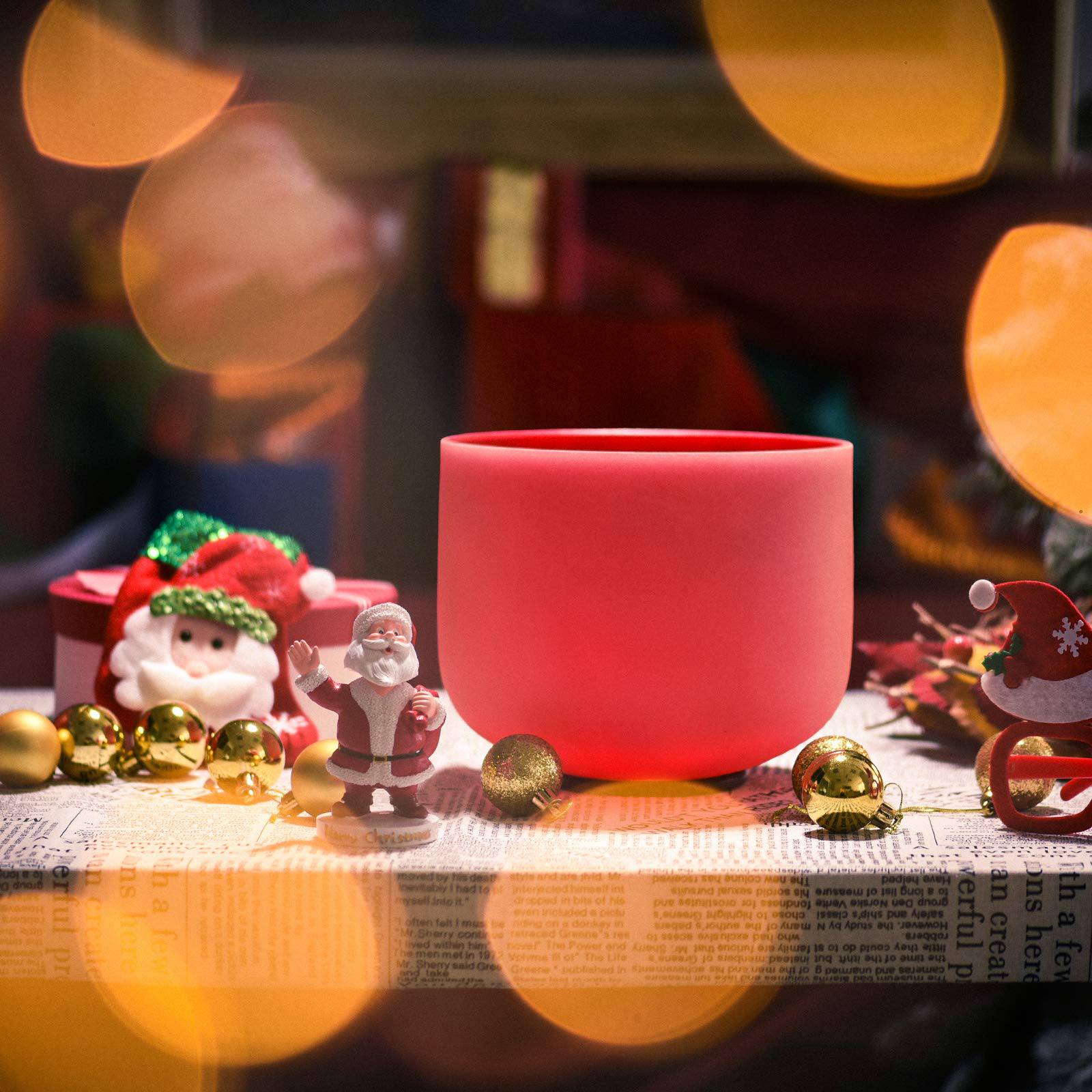 TOPFUND 440Hz C# Note Red Crystal Singing Bowl Adrenals Chakra 8 inch - TOPFUND Crystal Singing Bowl